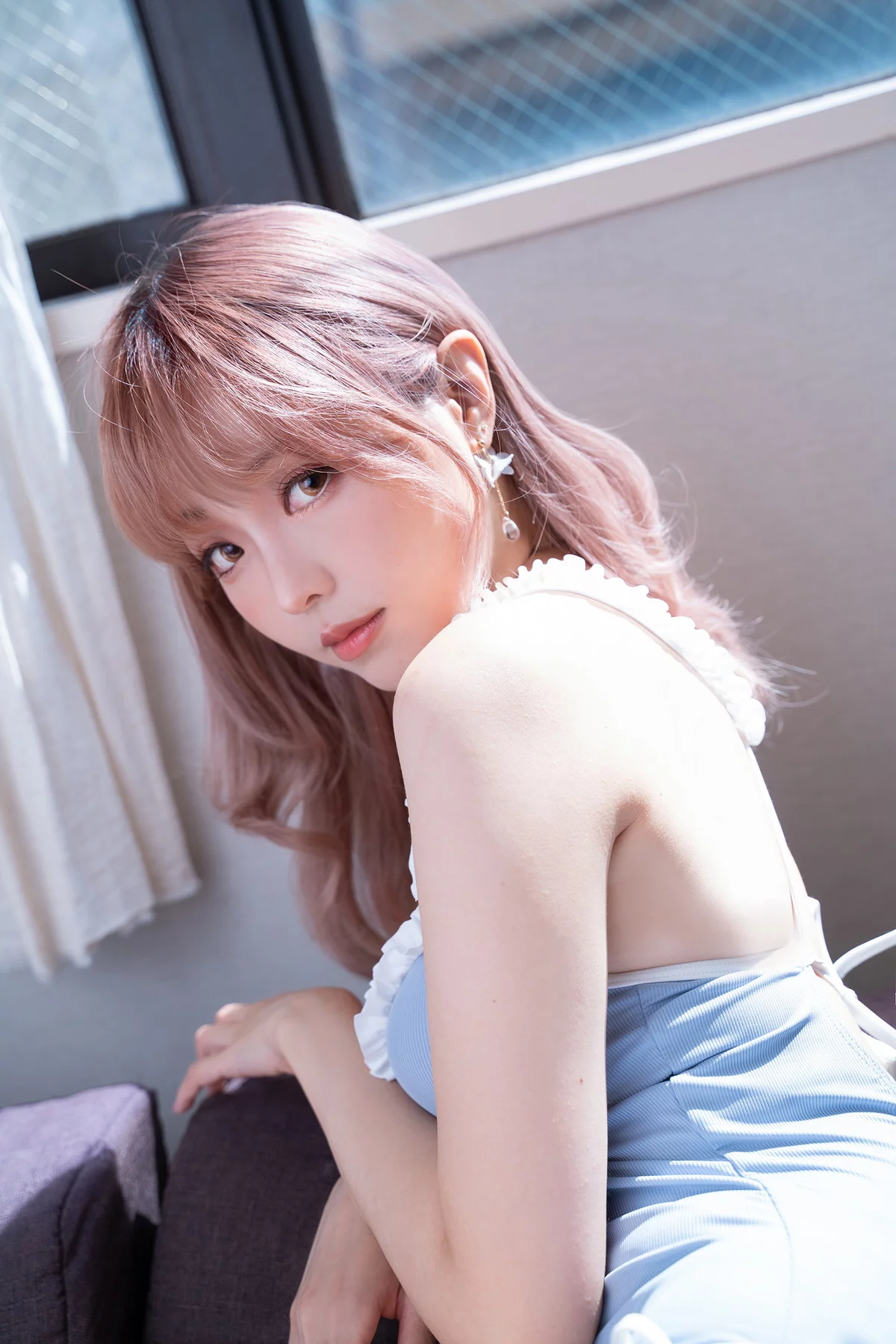 Coser妹子Ely_eee-Mist Blue Lady主题私房性感蓝色连体衣秀完美身材诱惑写真37P