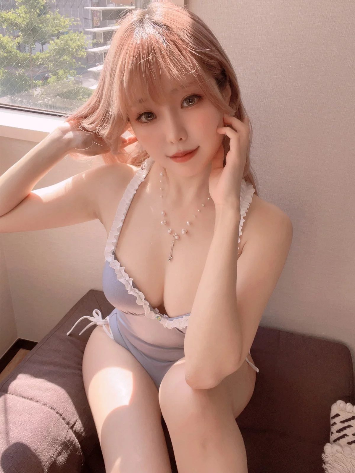Coser妹子Ely_eee-Mist Blue Lady主题私房性感蓝色连体衣秀完美身材诱惑写真37P