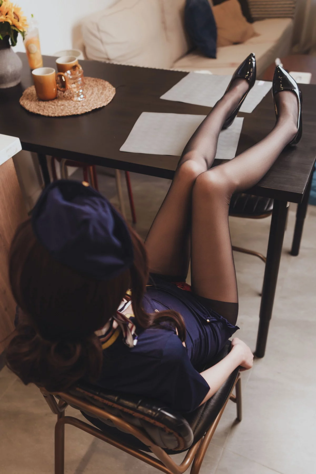 网络美女西园寺南歌空姐主题私房性感空姐制服配开档黑丝秀翘臀美腿诱惑写真52P