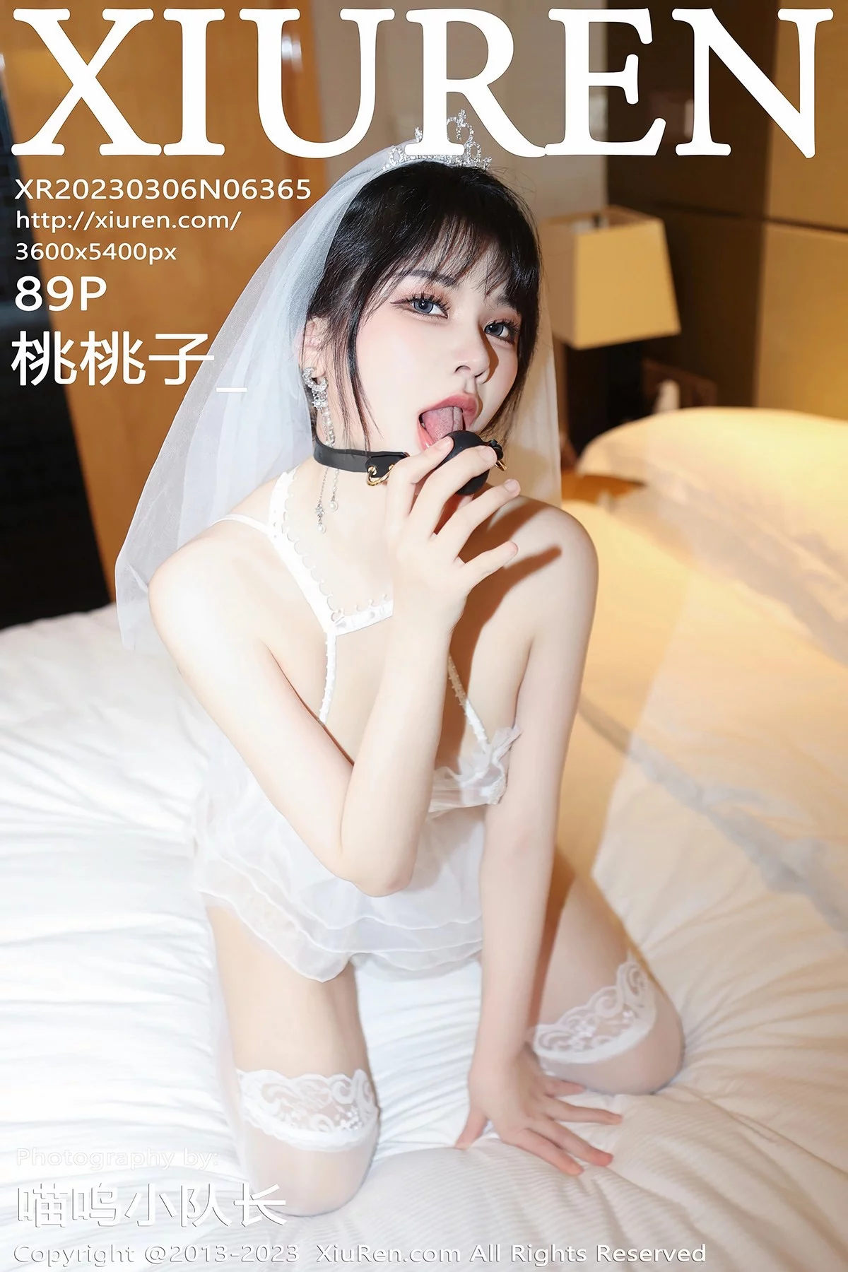 XiuRen第6365期_模特桃桃子_性感白色蕾丝婚纱配白丝袜透视秀惹火身材诱惑写真89P