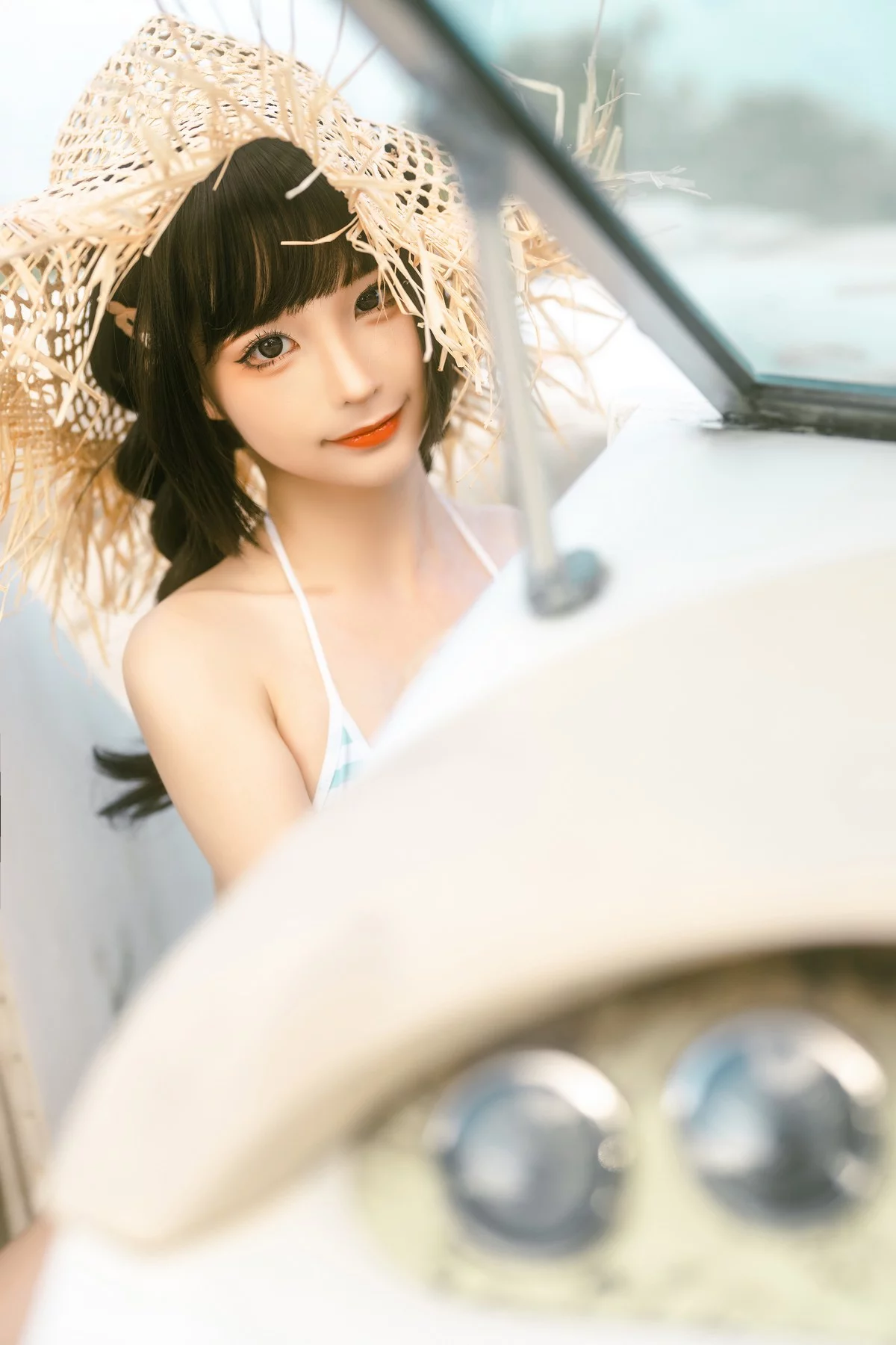 动漫博主蠢沫沫废船记主题户外脱牛仔背带服露三点式内衣秀豪乳遮点诱惑写真116P