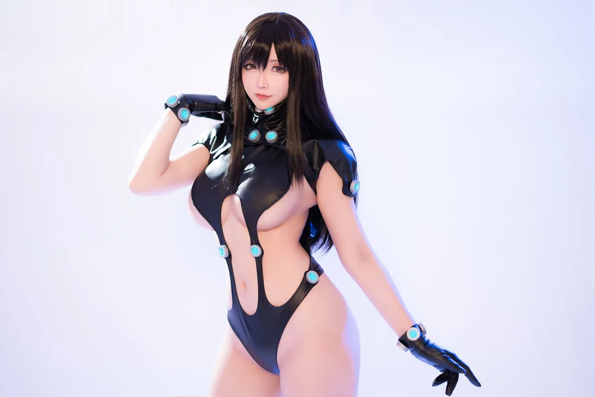 Coser小姐姐星之迟迟杀戮都市主题性感黑色情趣连体衣秀惹火身材诱惑写真30P