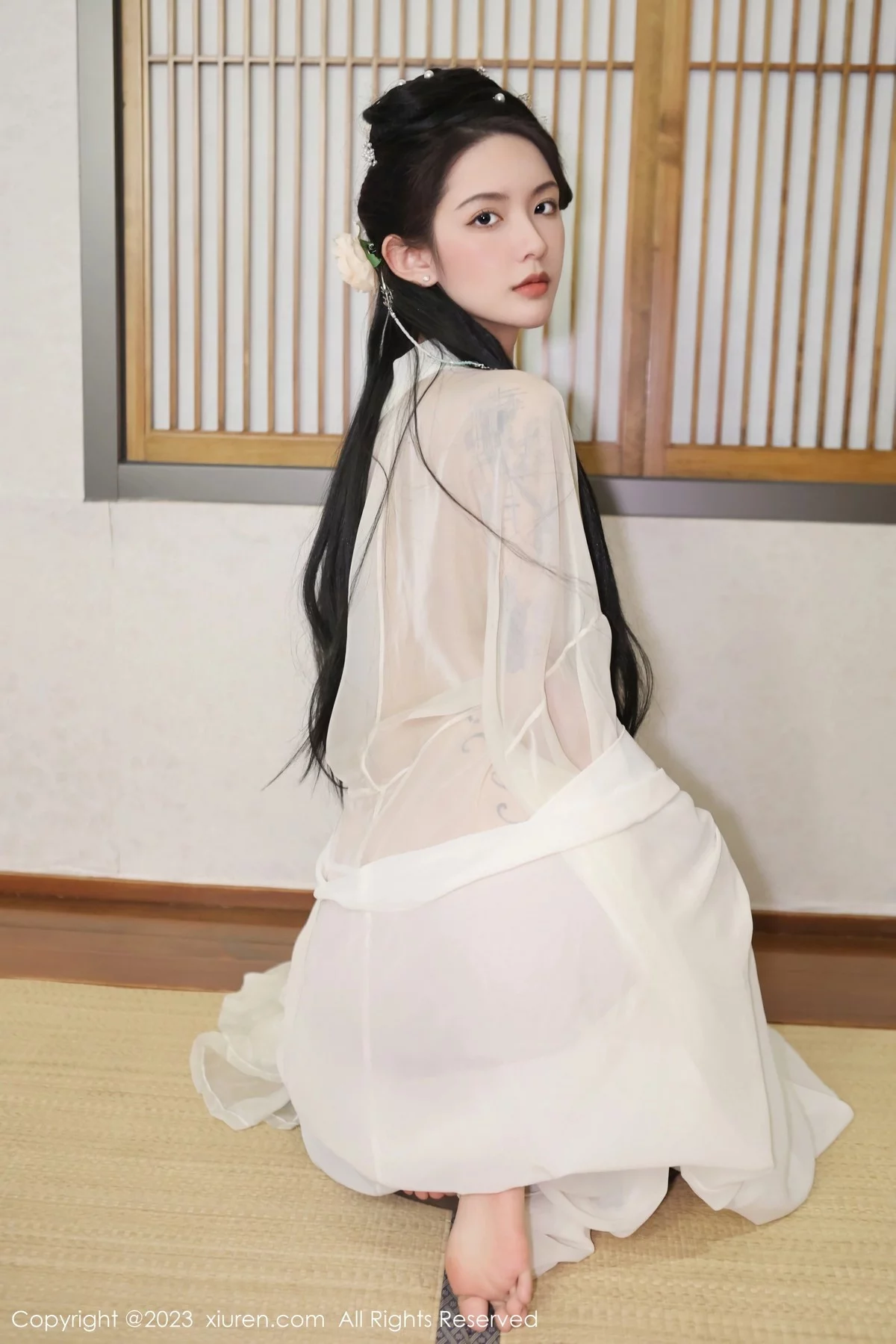 XiuRen第6430期_模特乔一一温泉浴池白纱轻透古装服饰秀惹火身材极致诱惑写真82P