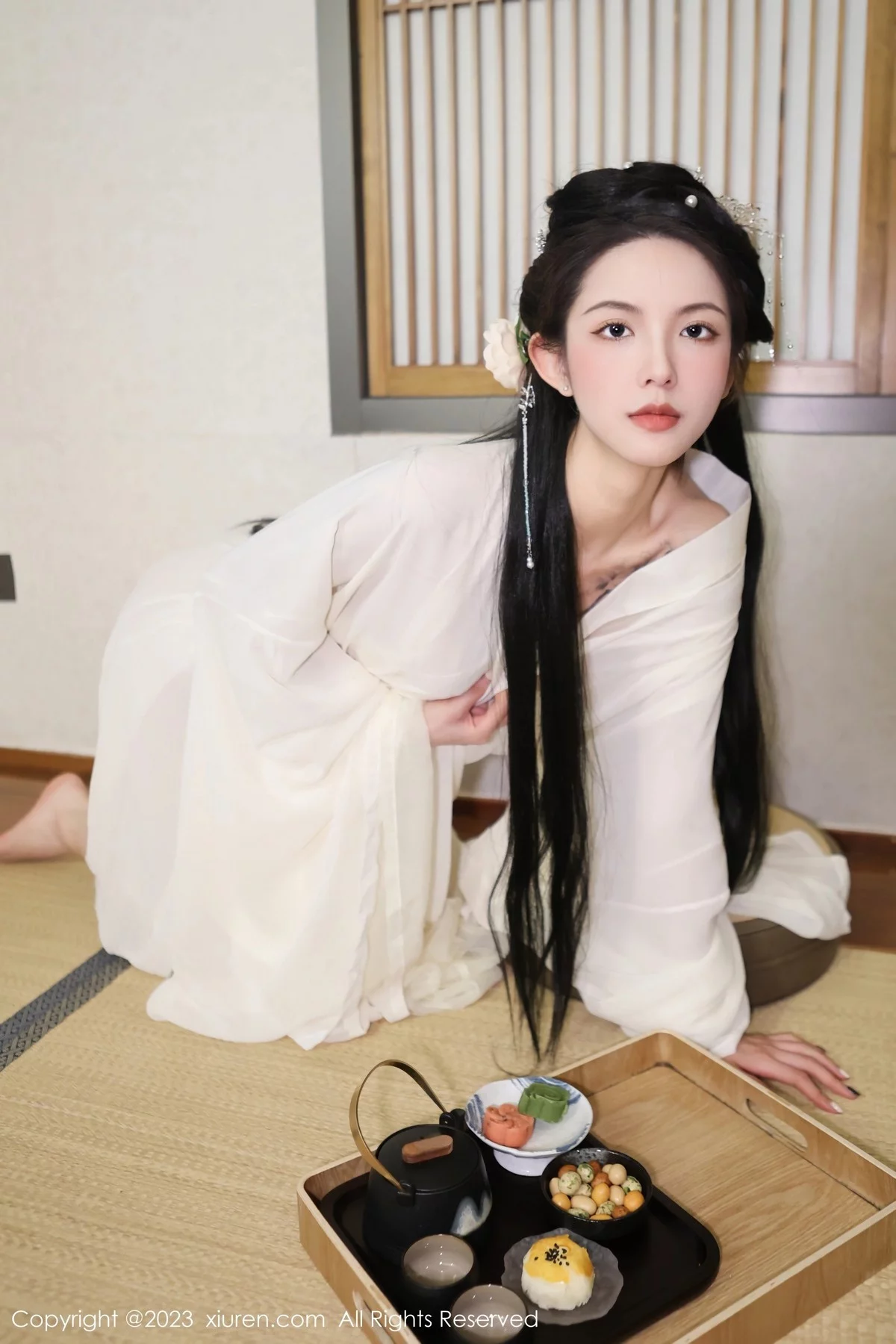 XiuRen第6430期_模特乔一一温泉浴池白纱轻透古装服饰秀惹火身材极致诱惑写真82P