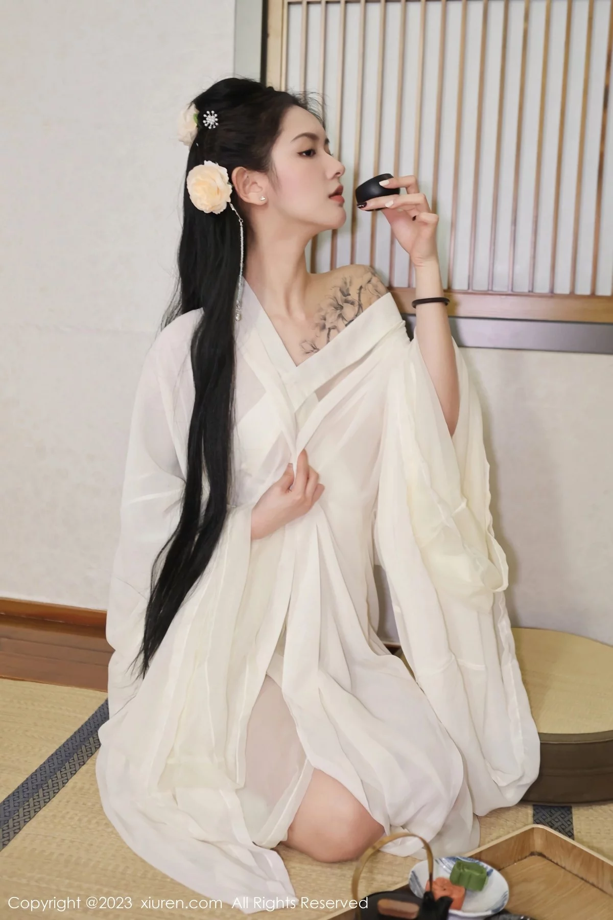 XiuRen第6430期_模特乔一一温泉浴池白纱轻透古装服饰秀惹火身材极致诱惑写真82P