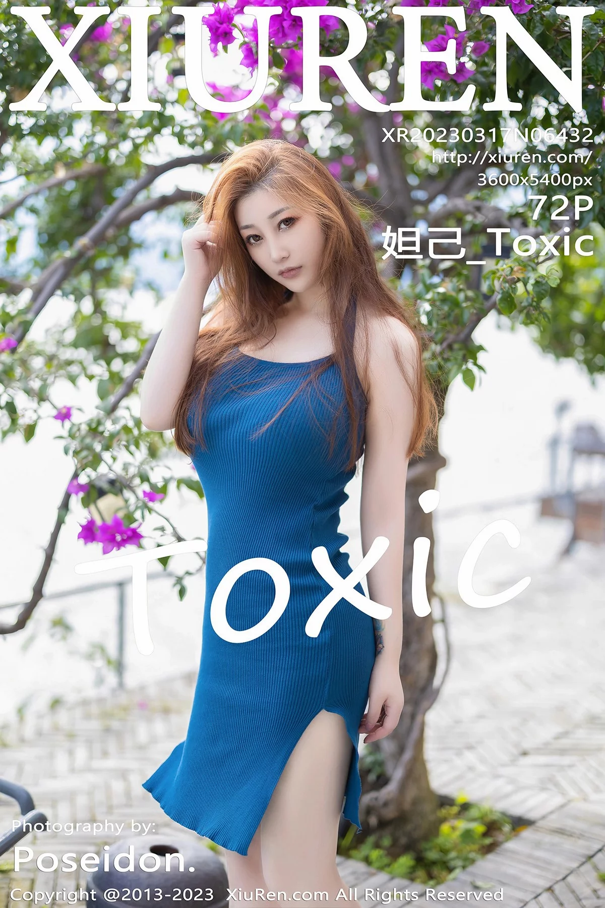 XiuRen第6432期_女神妲己_Toxic性感蓝色连衣短裙低胸秀完美身材丰腴诱惑写真72P