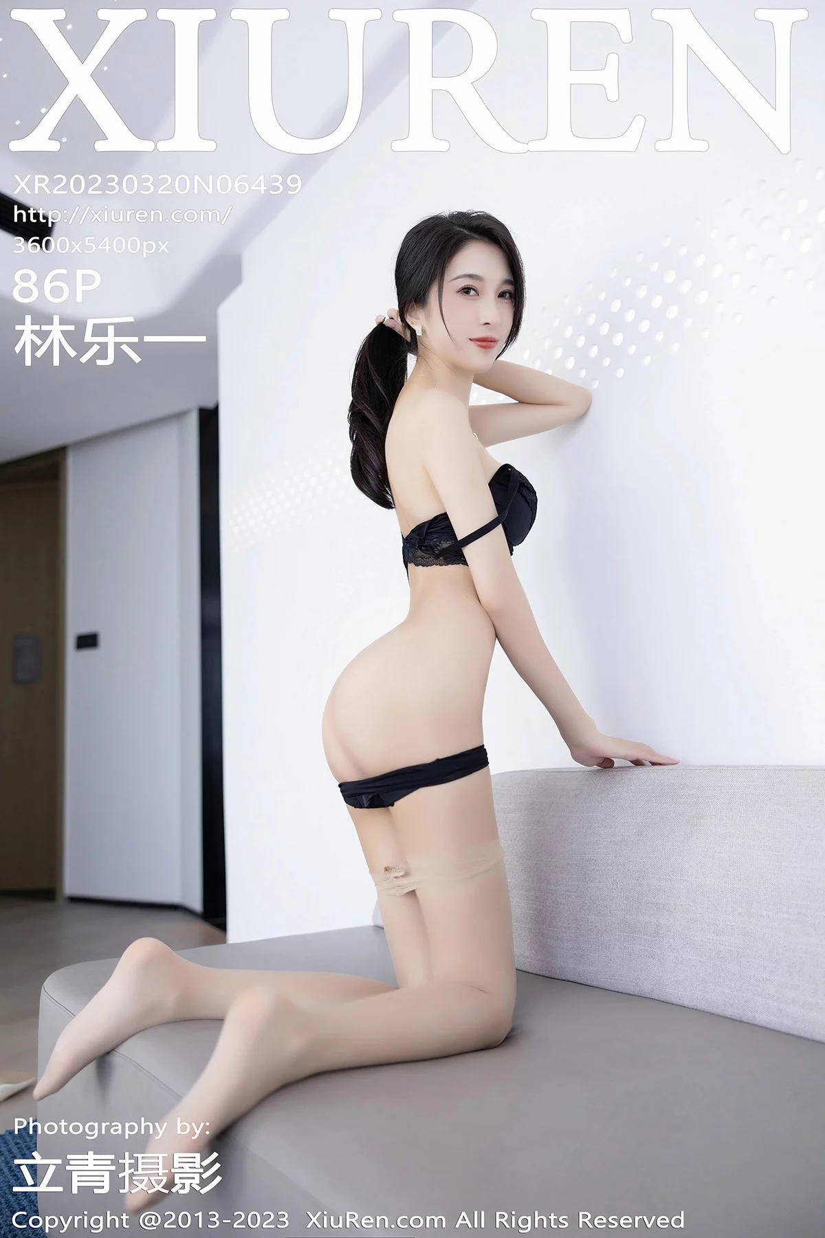 XiuRen第6439期_模特林乐一性感白色上衣配黑短裙露黑色蕾丝内衣妩媚诱惑写真86P