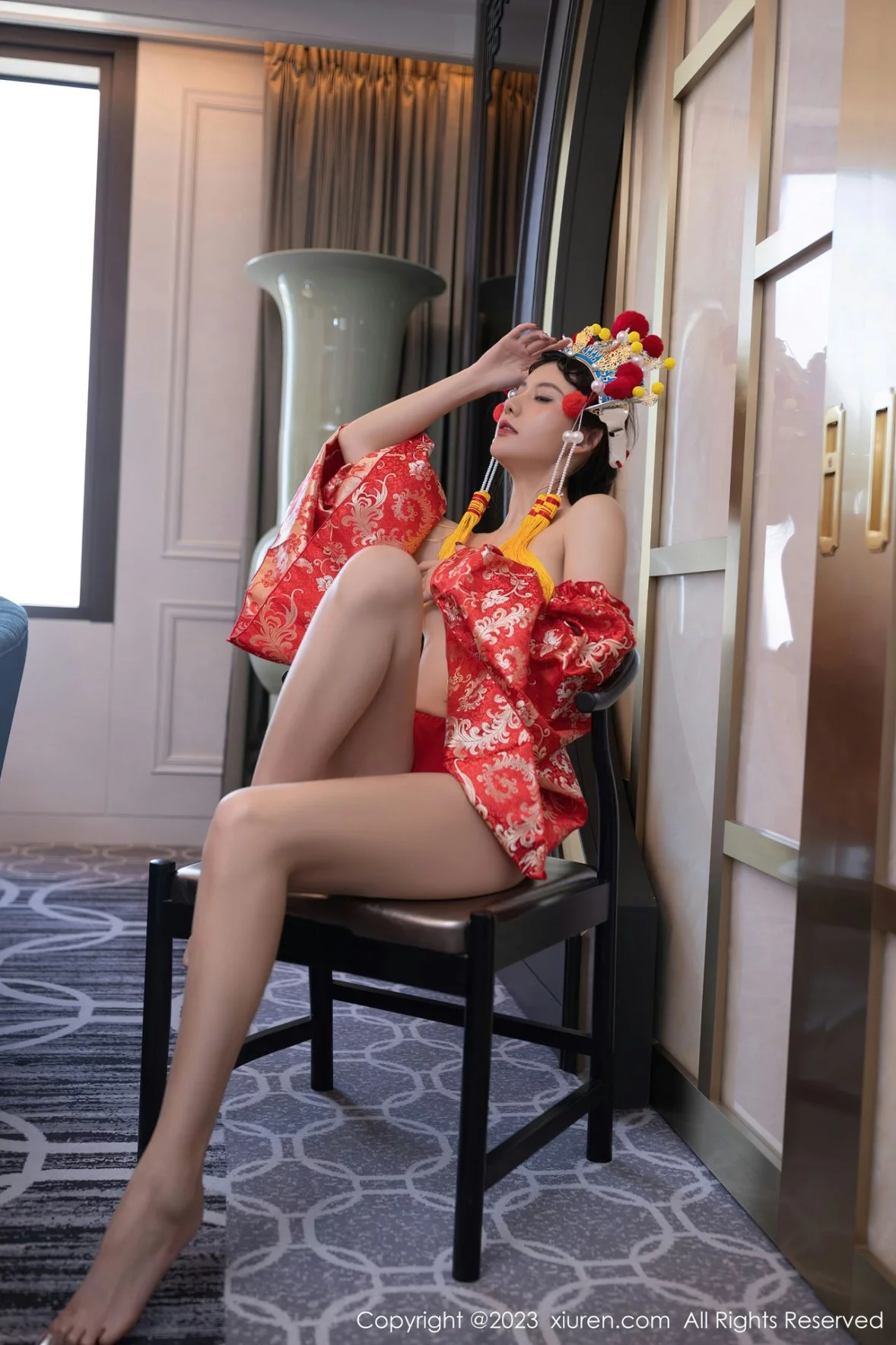 XiuRen第6308期_模特就是阿朱啊喜庆花嫁主题私房半脱露曼妙绝美身姿诱惑写真81P