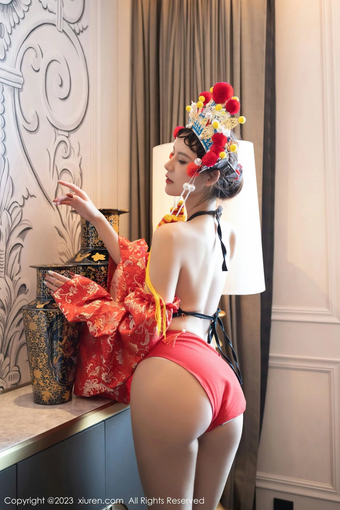 XiuRen第6308期_模特就是阿朱啊喜庆花嫁主题私房半脱露曼妙绝美身姿诱惑写真81P