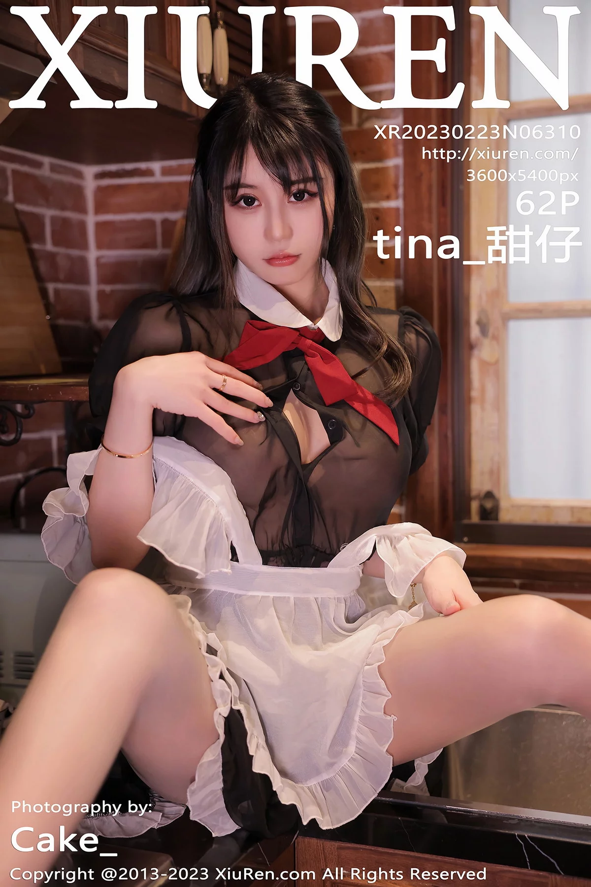 XiuRen第6310期_模特tina_甜仔性感真空女仆装配超薄灰丝袜秀凹凸身材诱惑写真62P