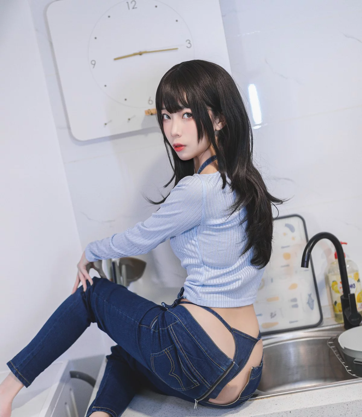 网络美女杏仁曲奇吉他妹妹2.0主题私房脱牛仔裤露性感牛仔内衣迷人诱惑写真41P