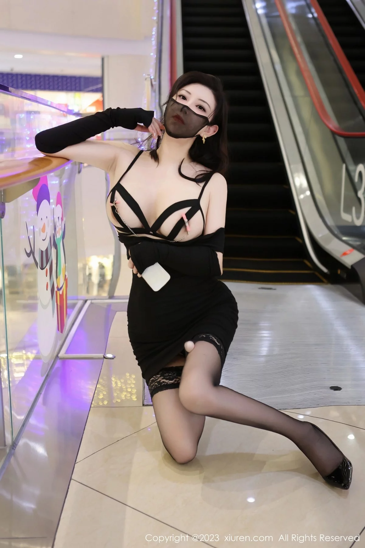 XiuRen第6515期_模特王婉悠Queen性感黑色情趣内衣配蕾丝袜秀惹火身材诱惑写真80P