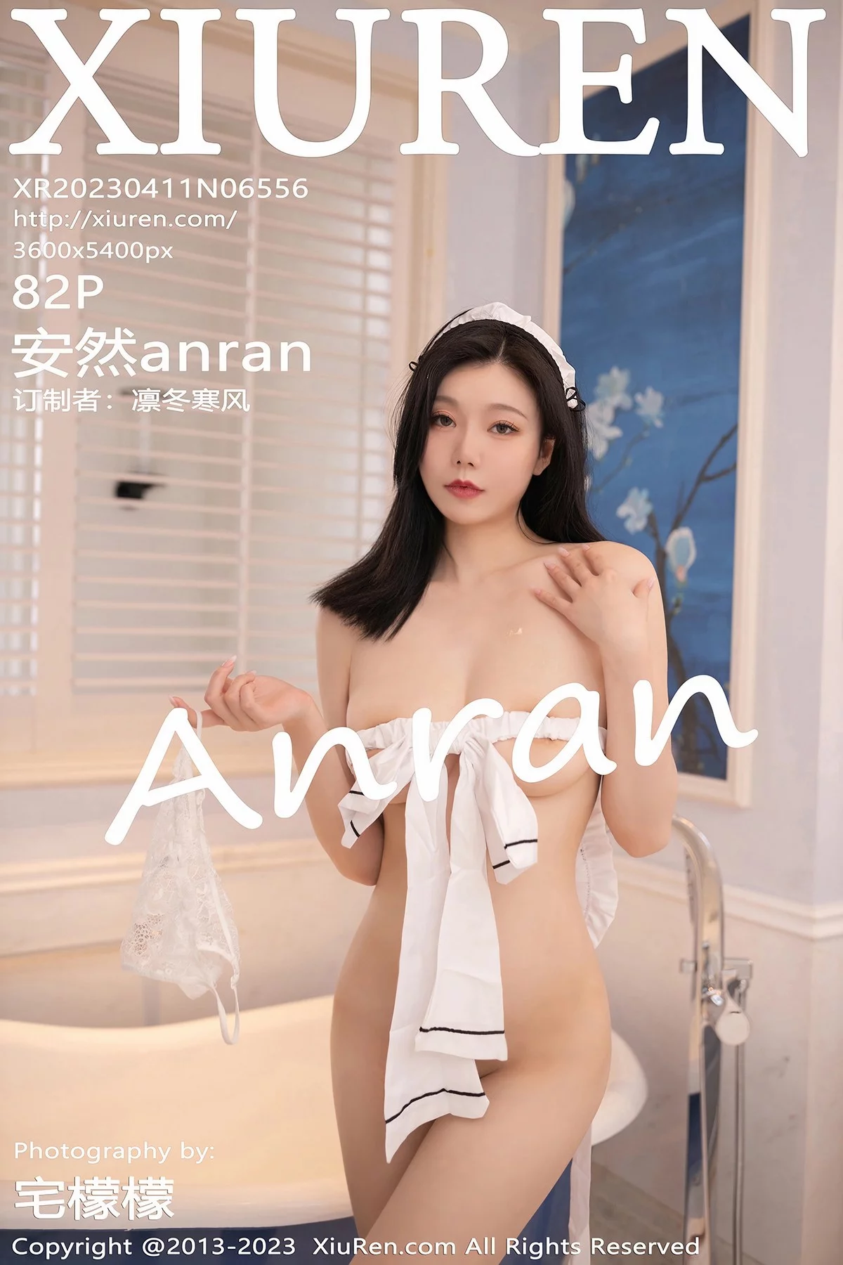 XiuRen第6556期_模特安然anran性感白色女仆服饰配白丝袜秀曼妙身姿诱惑写真82P