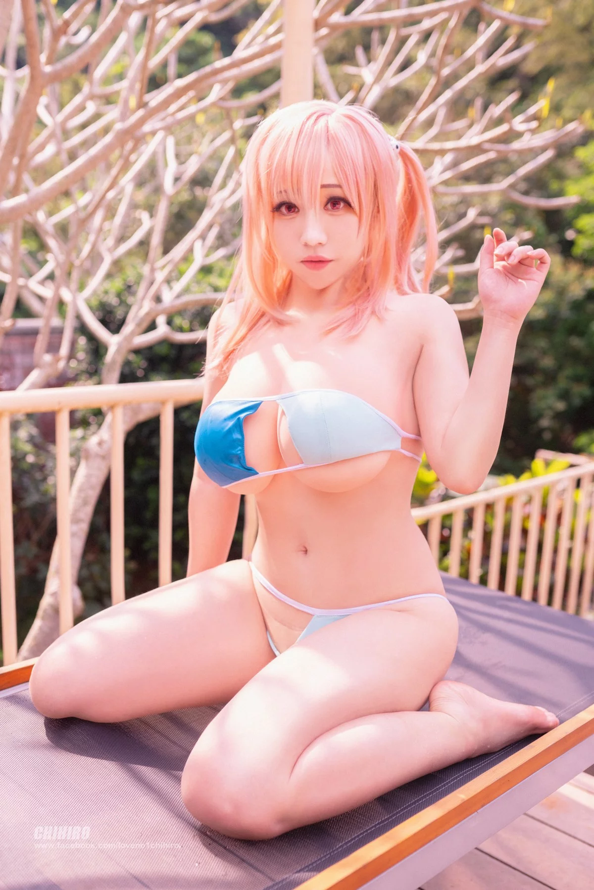 Coser美女叫我千寻大人穗香+玛莉萝丝主题泳池性感比基尼秀傲人豪乳诱惑写真54P