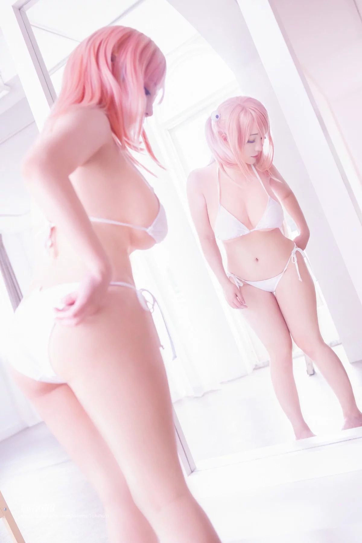 Coser美女叫我千寻大人穗香+玛莉萝丝主题泳池性感比基尼秀傲人豪乳诱惑写真54P