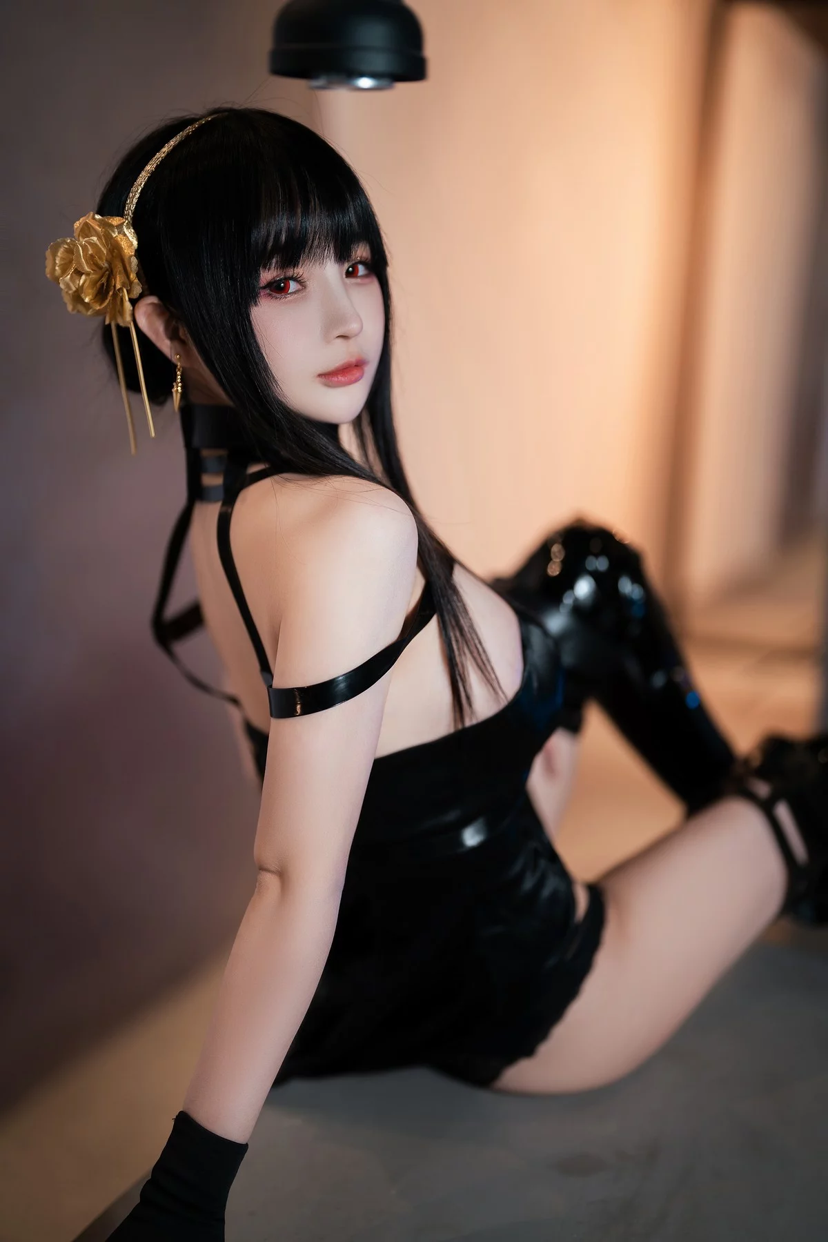 网络美女桜井宁宁约尔太太主题私房脱性感黑色长裙露黑色情趣内衣诱惑写真75P