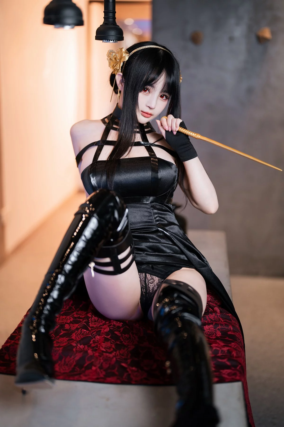 网络美女桜井宁宁约尔太太主题私房脱性感黑色长裙露黑色情趣内衣诱惑写真75P