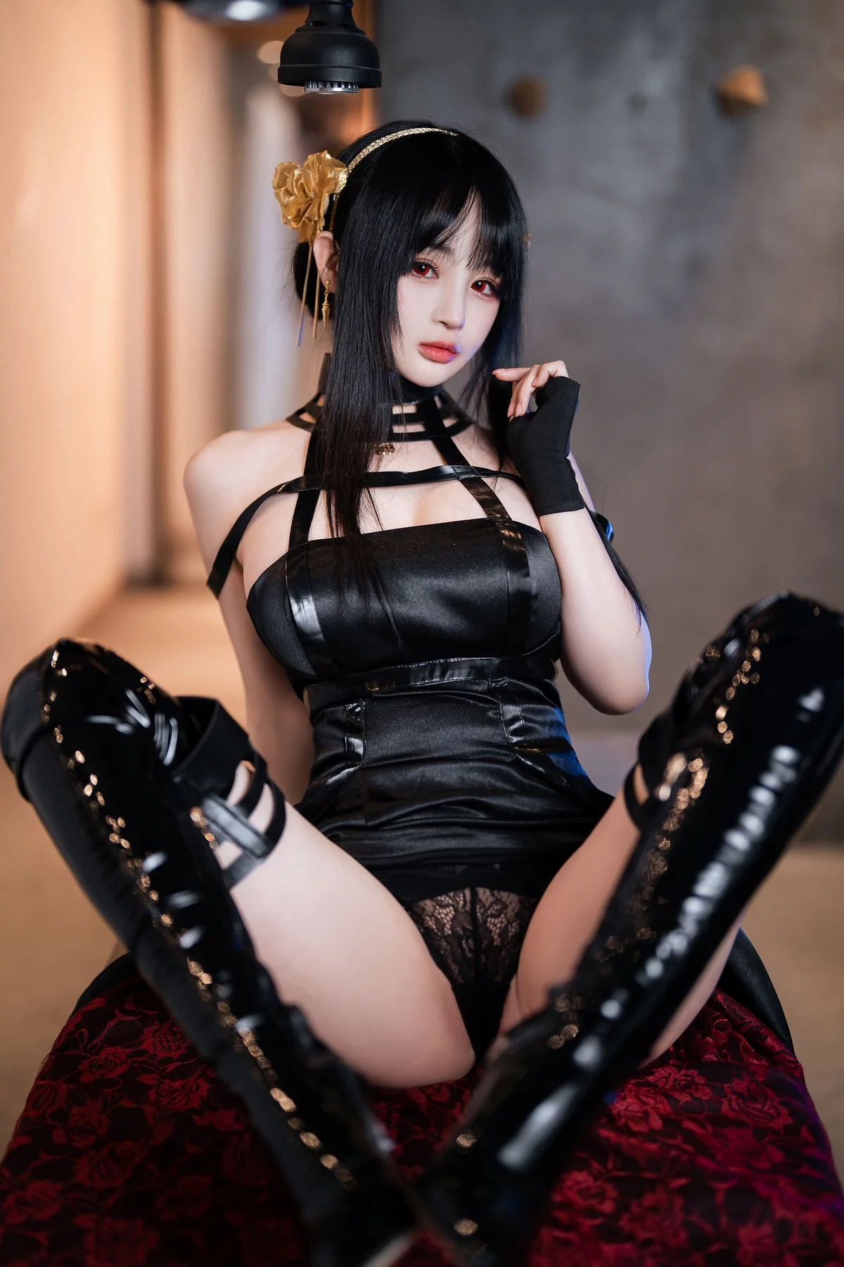 网络美女桜井宁宁约尔太太主题私房脱性感黑色长裙露黑色情趣内衣诱惑写真75P