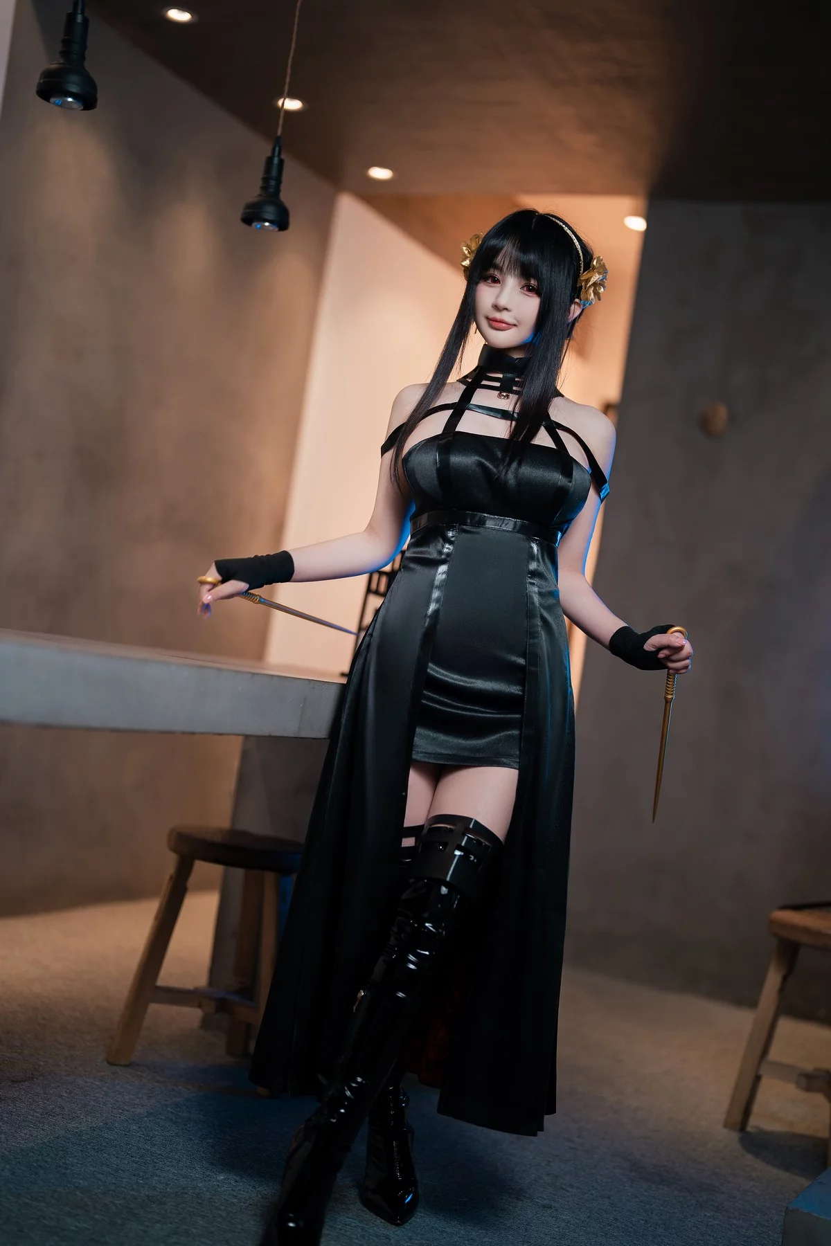网络美女桜井宁宁约尔太太主题私房脱性感黑色长裙露黑色情趣内衣诱惑写真75P
