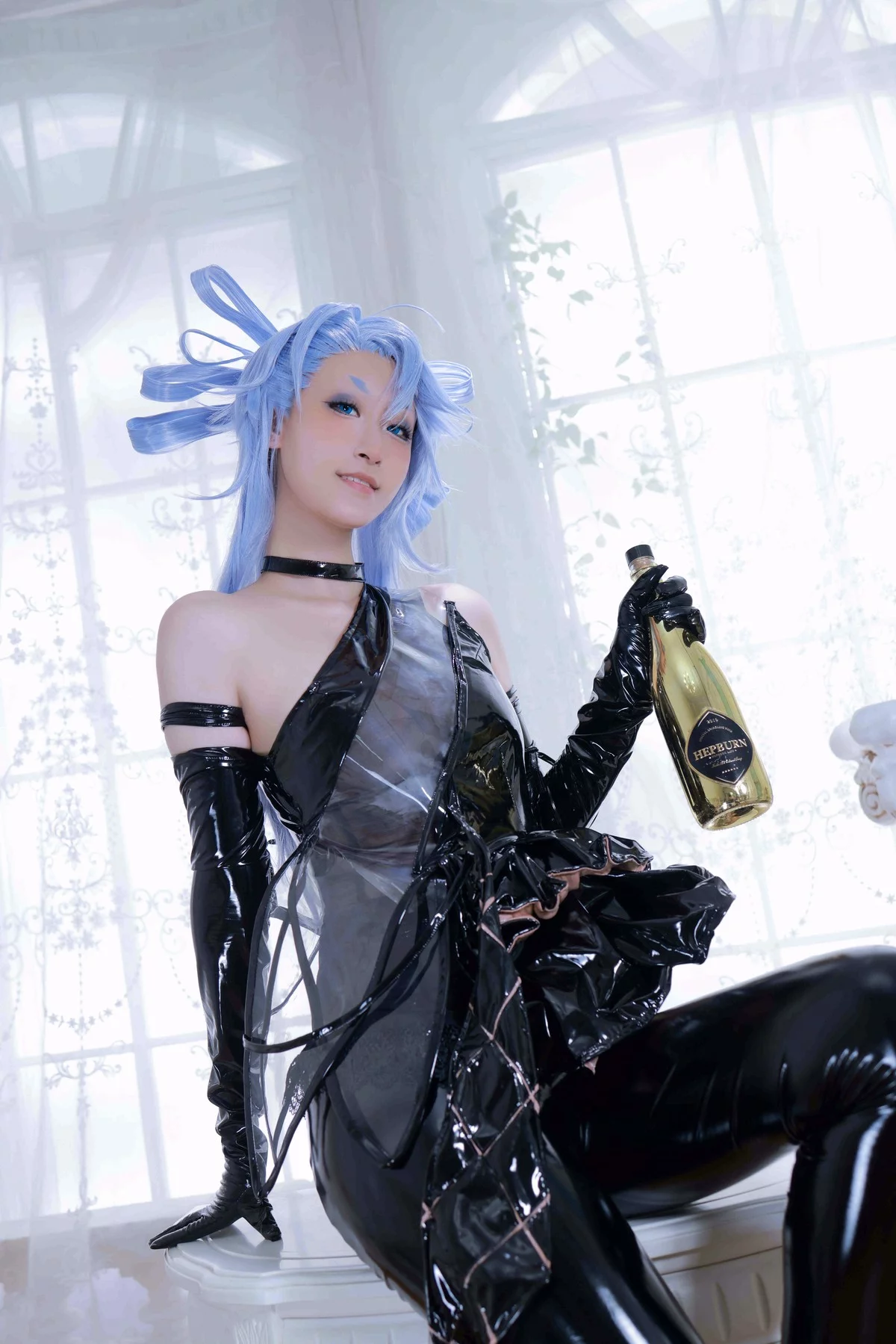 Coser美女北哥完全OK酒后主题私房脱性感黑色皮质连体衣露皮质内衣诱惑写真36P