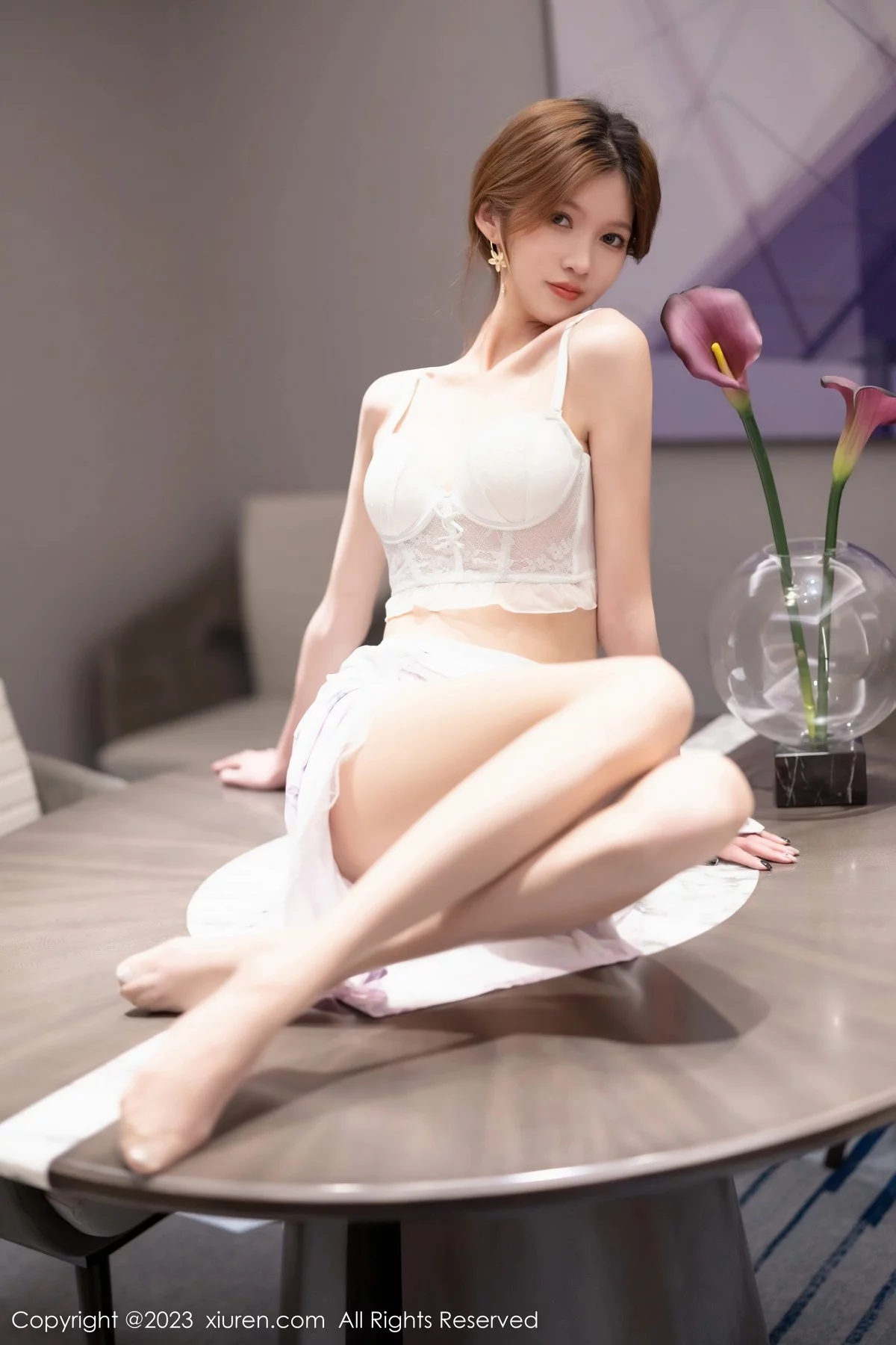 XiuRen第6591期_模特程程程私房脱图案旗袍露白色蕾丝内衣配超薄肉丝诱惑写真80P