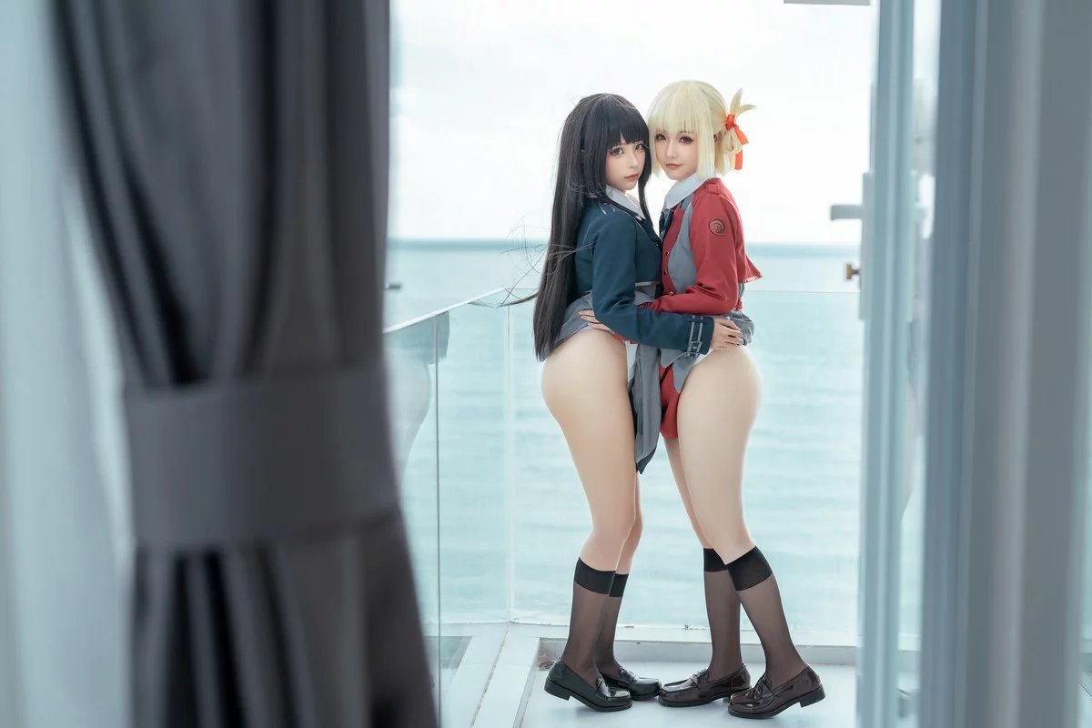动漫博主蠢沫沫&桃良阿宅莉可莉丝主题私房姐妹花半脱露性感内衣惹火诱惑写真60P