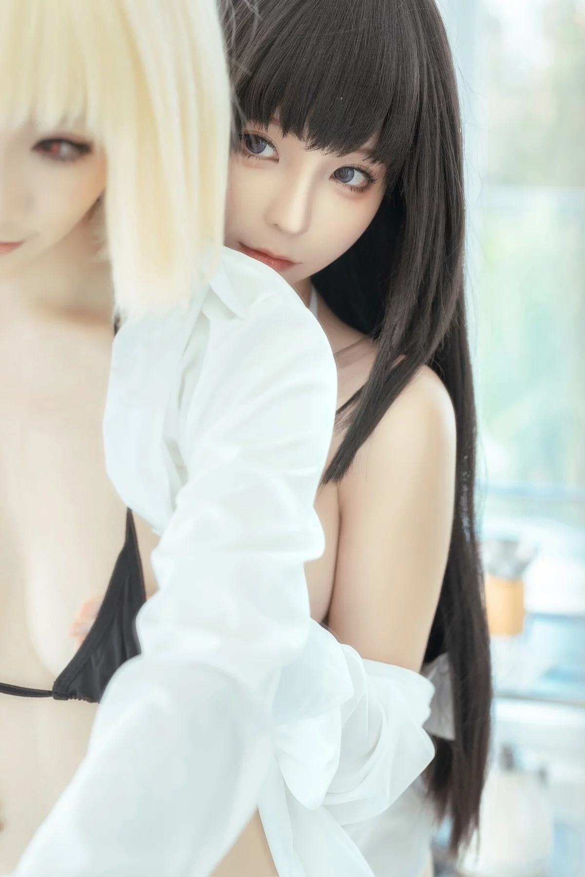 动漫博主蠢沫沫&桃良阿宅莉可莉丝主题私房姐妹花半脱露性感内衣惹火诱惑写真60P