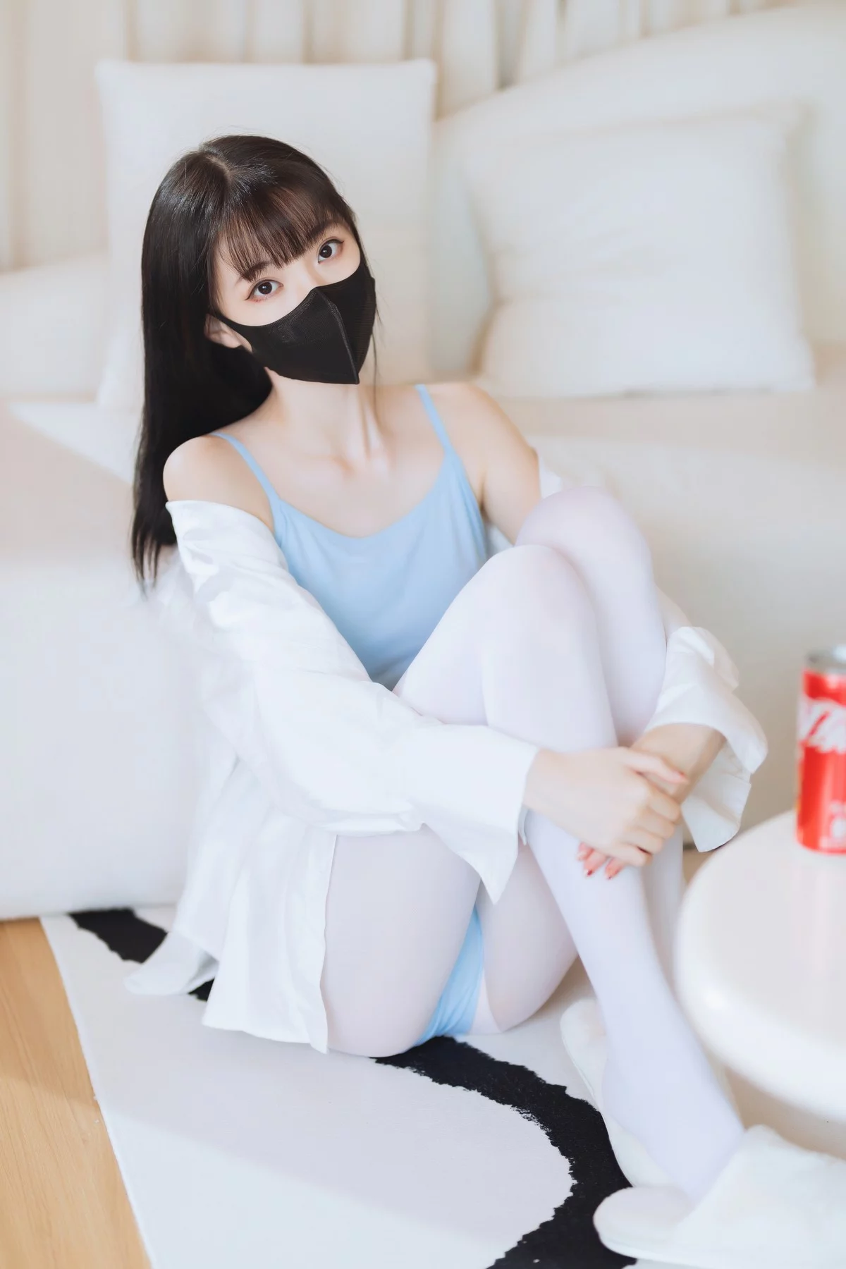 网络美女许岚蓝色芭蕾主题性感白T 下蓝色连体衣配白丝袜秀曼妙身姿诱惑写真40P