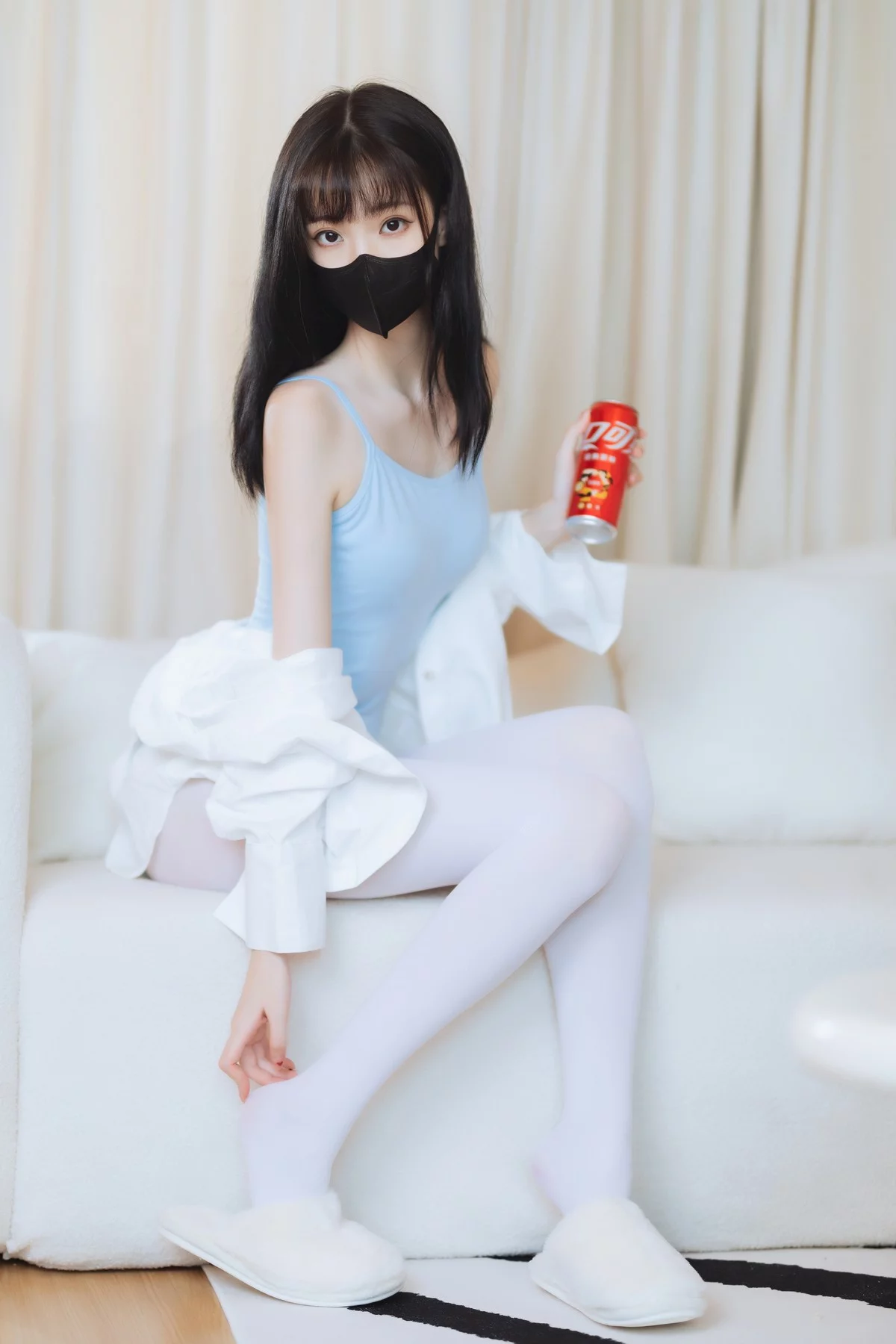 网络美女许岚蓝色芭蕾主题性感白T 下蓝色连体衣配白丝袜秀曼妙身姿诱惑写真40P