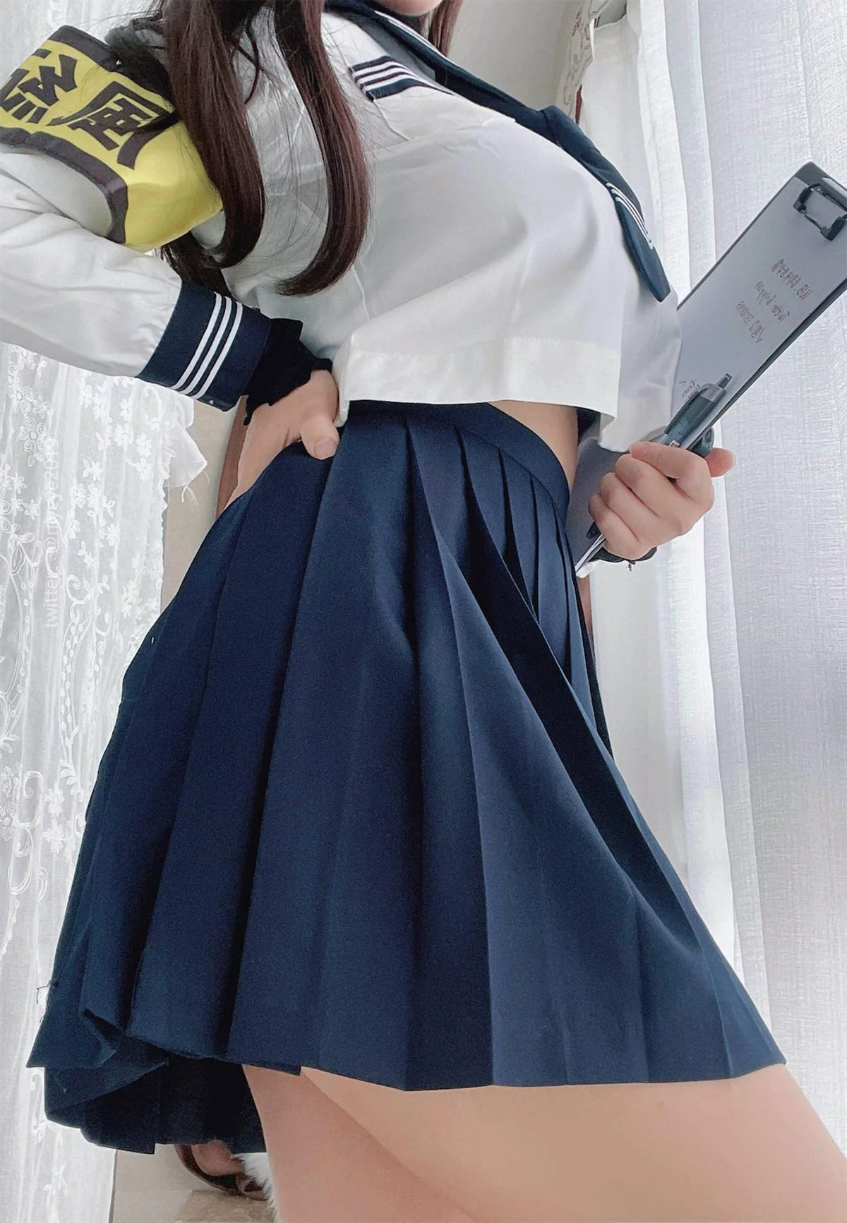 萌系小姐姐白烨风纪委员主题性感学生制服半脱露风纪内衣秀完美身材诱惑写真59P