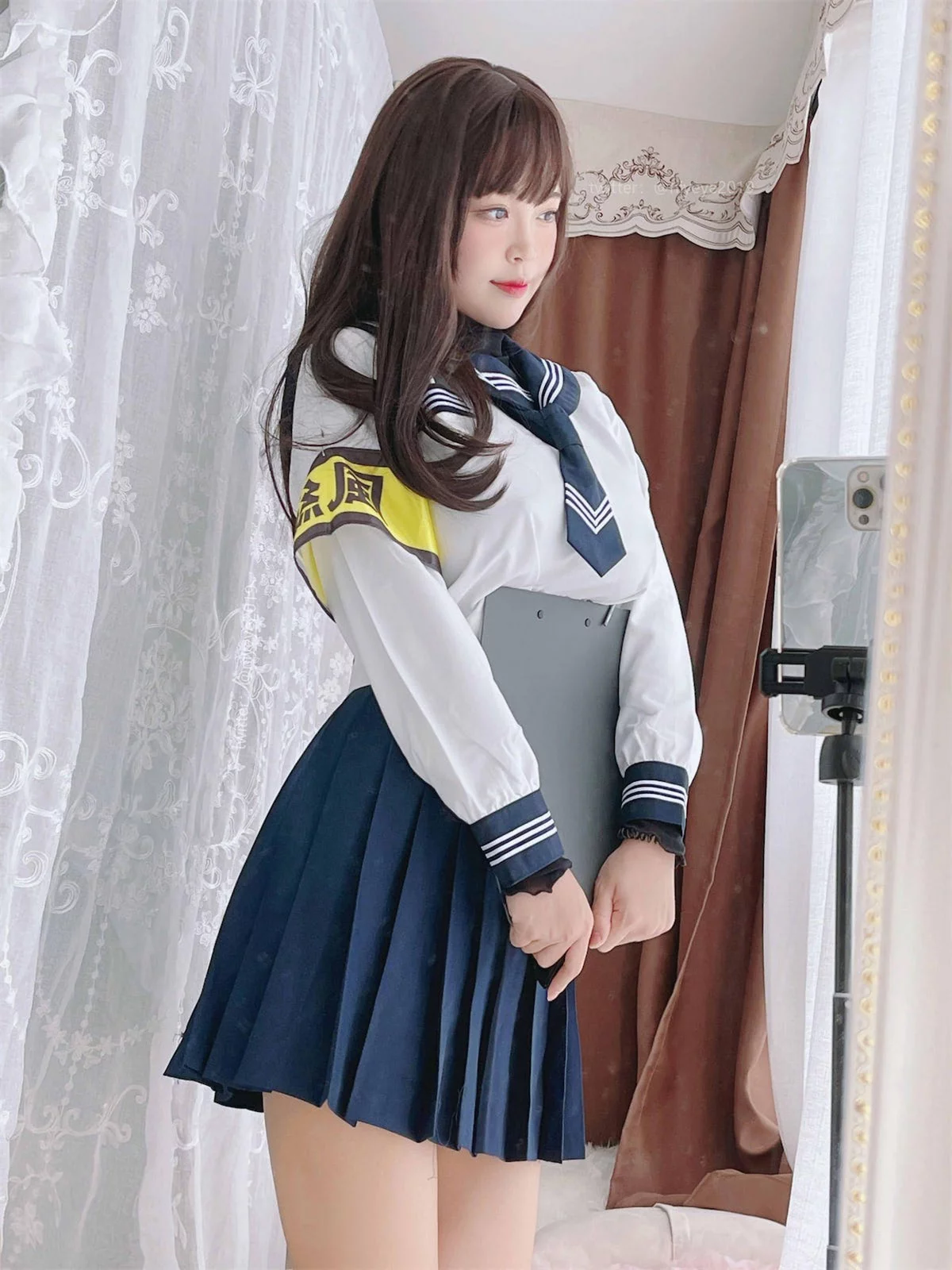 萌系小姐姐白烨风纪委员主题性感学生制服半脱露风纪内衣秀完美身材诱惑写真59P
