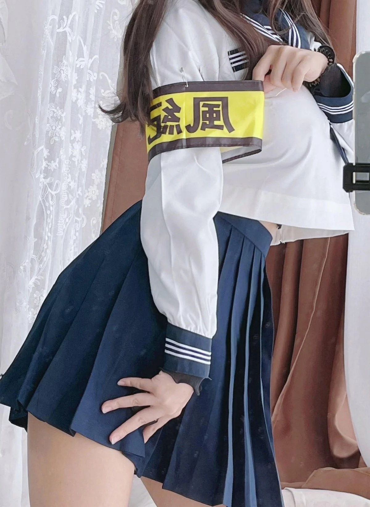 萌系小姐姐白烨风纪委员主题性感学生制服半脱露风纪内衣秀完美身材诱惑写真59P