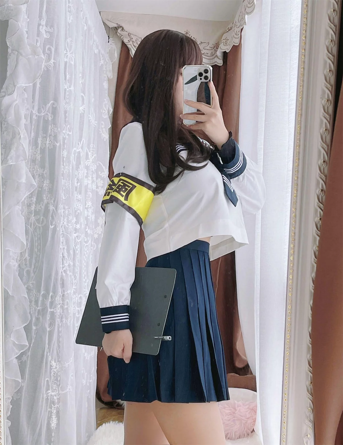 萌系小姐姐白烨风纪委员主题性感学生制服半脱露风纪内衣秀完美身材诱惑写真59P