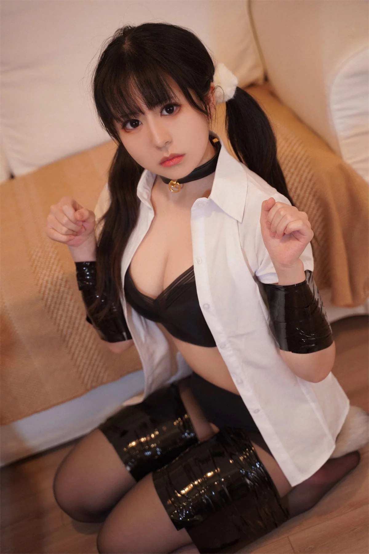 微博美少女虎森森我的妹妹主题性感黑色内衣配超薄黑丝情趣捆绑撩人诱惑写真71P