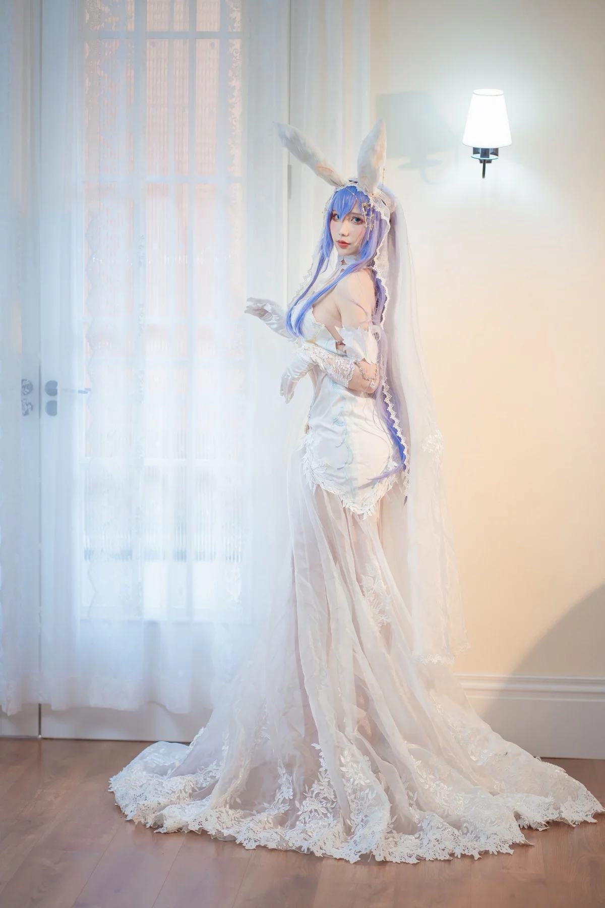动漫博主九曲Jean花园花嫁主题性感白色情趣婚纱秀白嫩肌肤完美诱惑写真30P