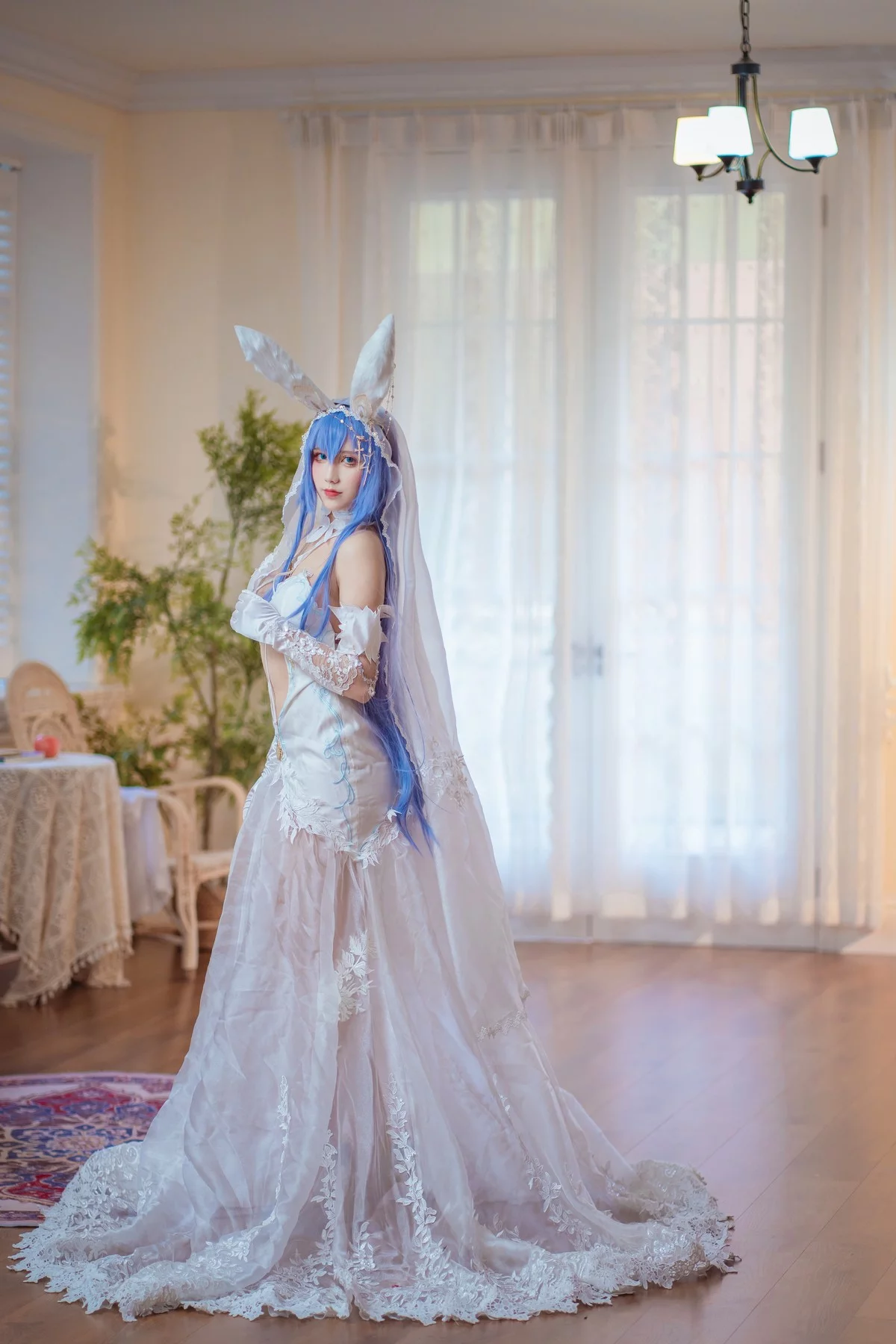 动漫博主九曲Jean花园花嫁主题性感白色情趣婚纱秀白嫩肌肤完美诱惑写真30P