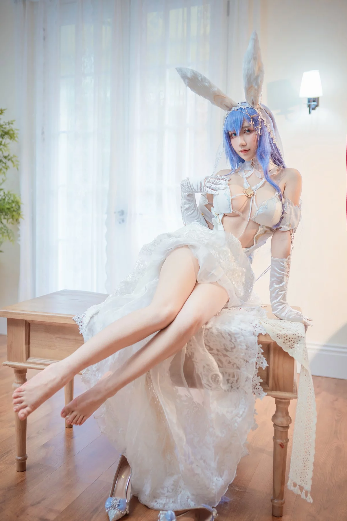动漫博主九曲Jean花园花嫁主题性感白色情趣婚纱秀白嫩肌肤完美诱惑写真30P