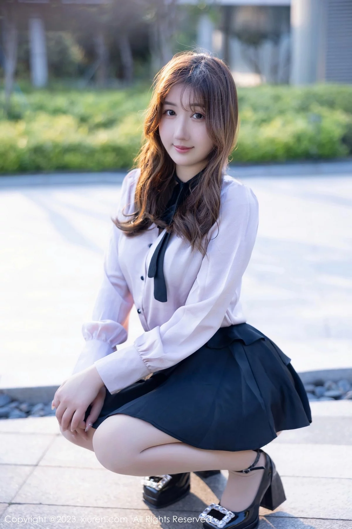 XiuRen第6721期_模特江真真淡粉色T恤配黑短裙露性感黑色轻透内衣完美诱惑写真80P