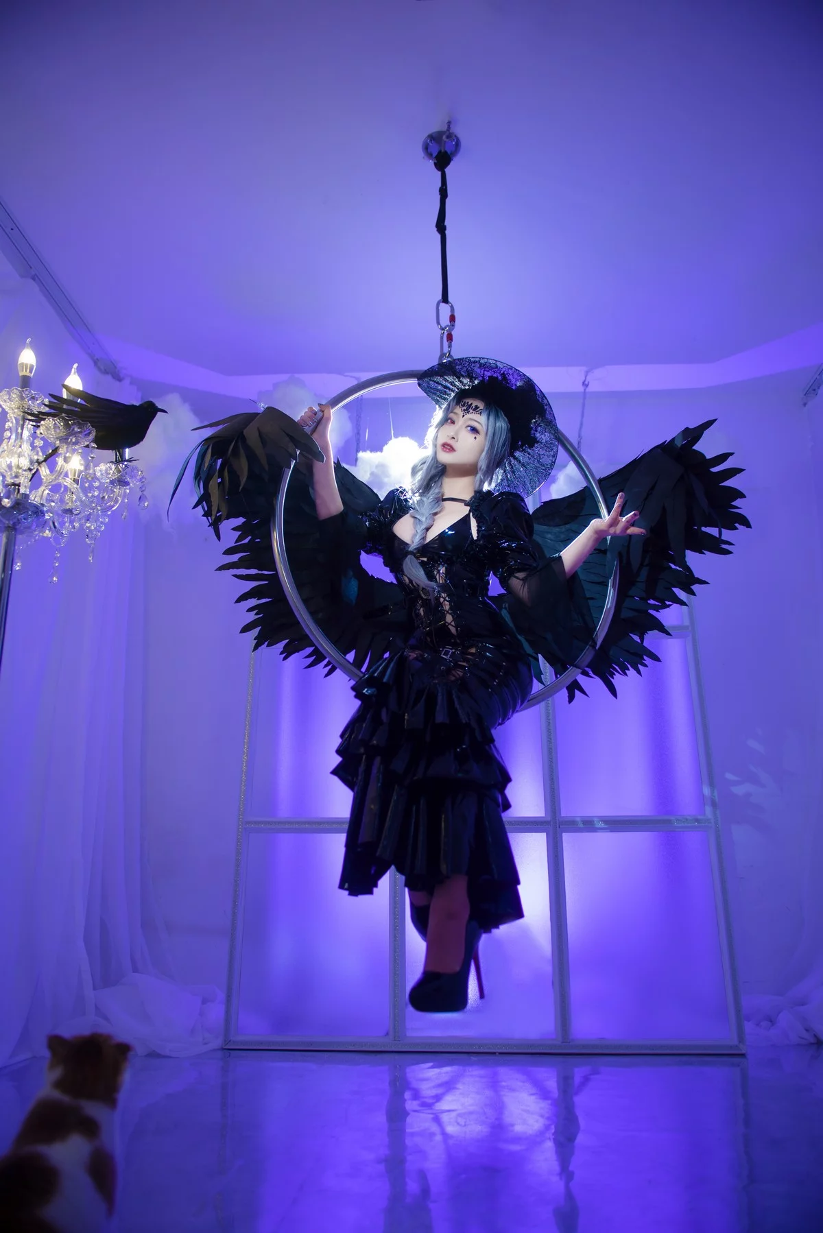 动漫博主洛璃LoLiSAMA魔女莉莉丝主题性感黑色皮质连衣长裙秀完美身材诱惑写真74P