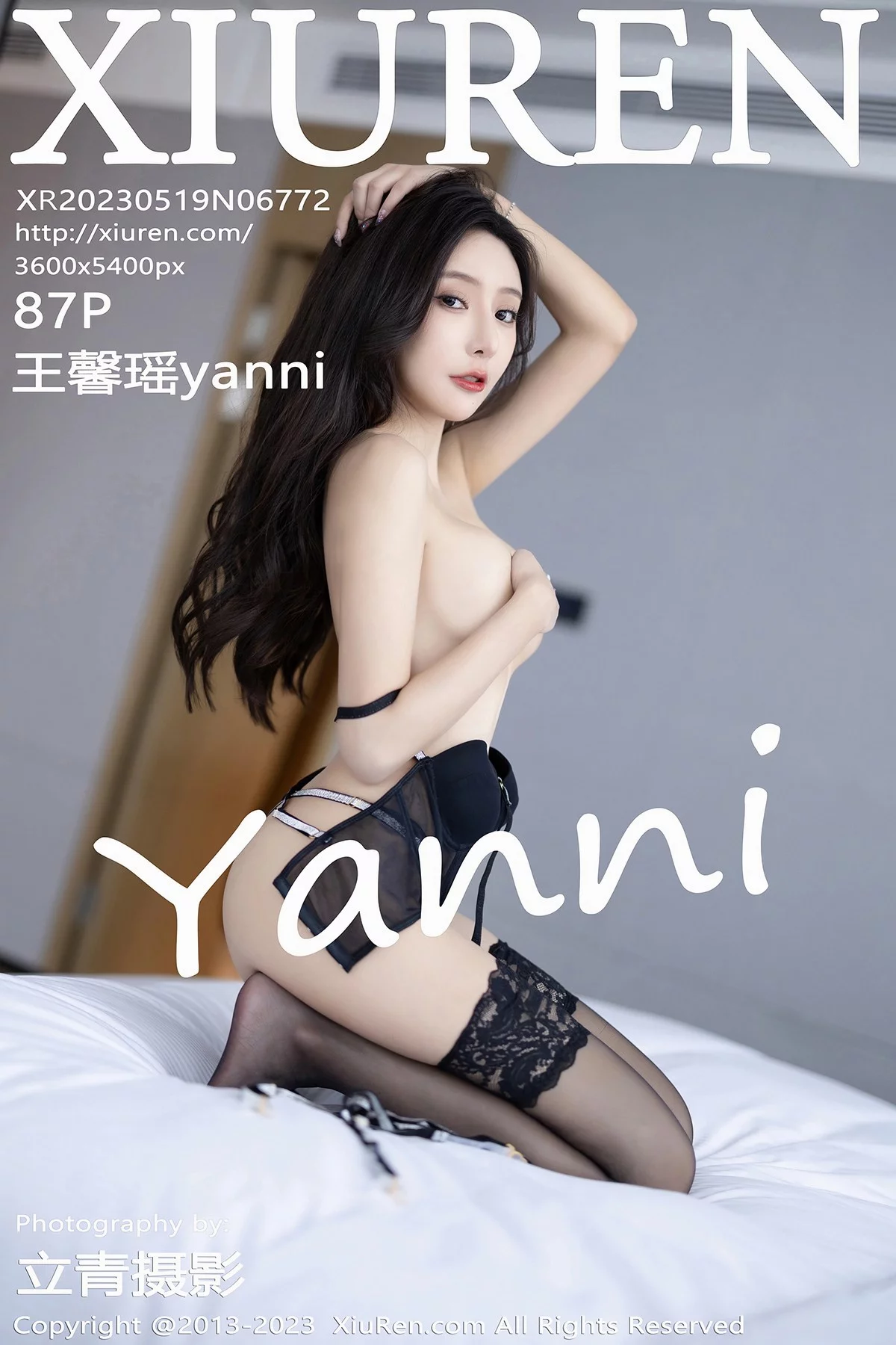 XiuRen第6772期_女神王馨瑶yanni私房性感黑色内衣配黑色蕾丝吊袜极致魅惑写真87P