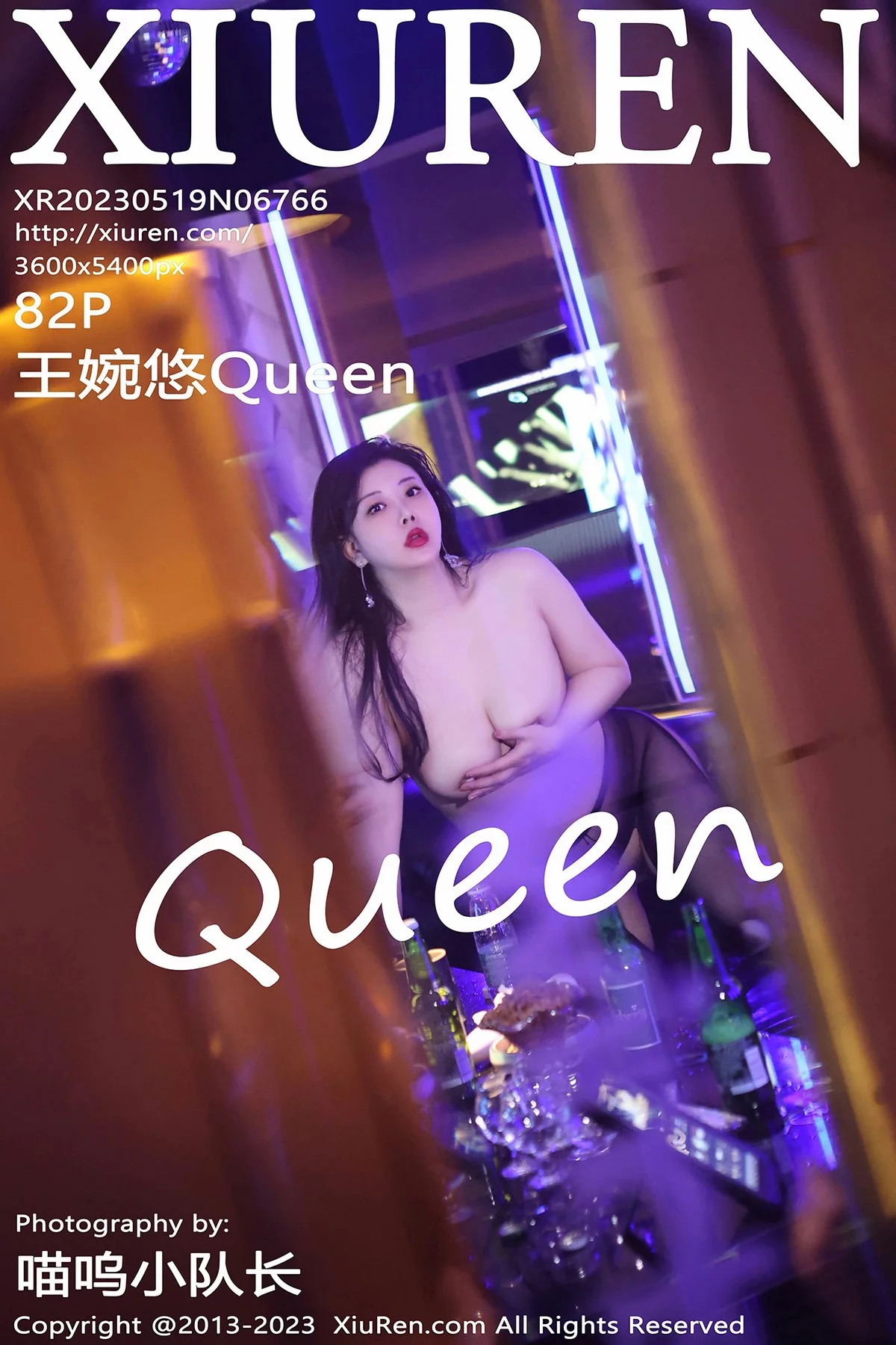 XiuRen第6766期_模特王婉悠Queen性感黑色情趣服配开档黑丝秀惹火身材诱惑写真82P