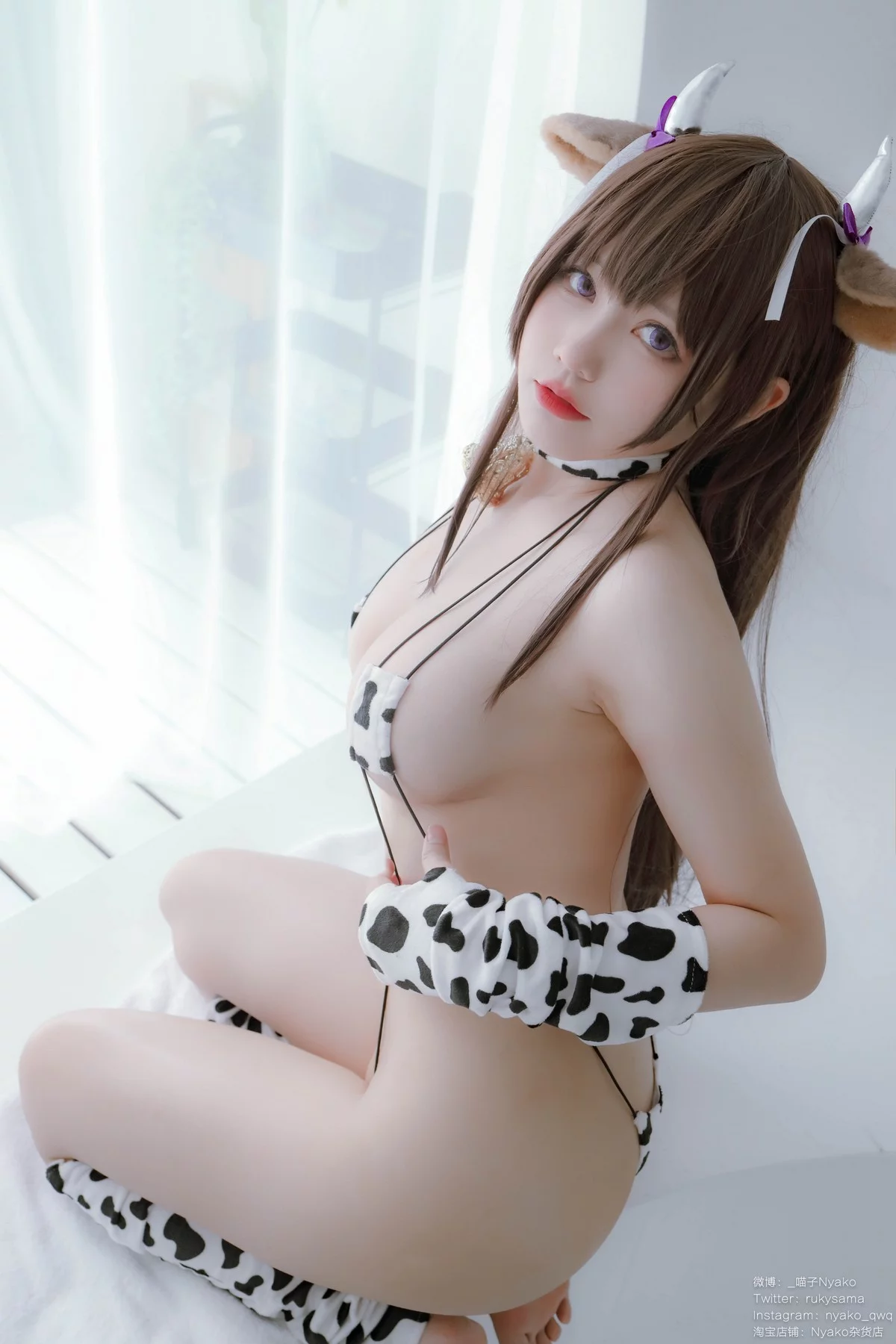 网络美女Nyako喵子奶牛比基尼主题性感三点式奶牛比基尼秀火辣身材诱惑写真98P