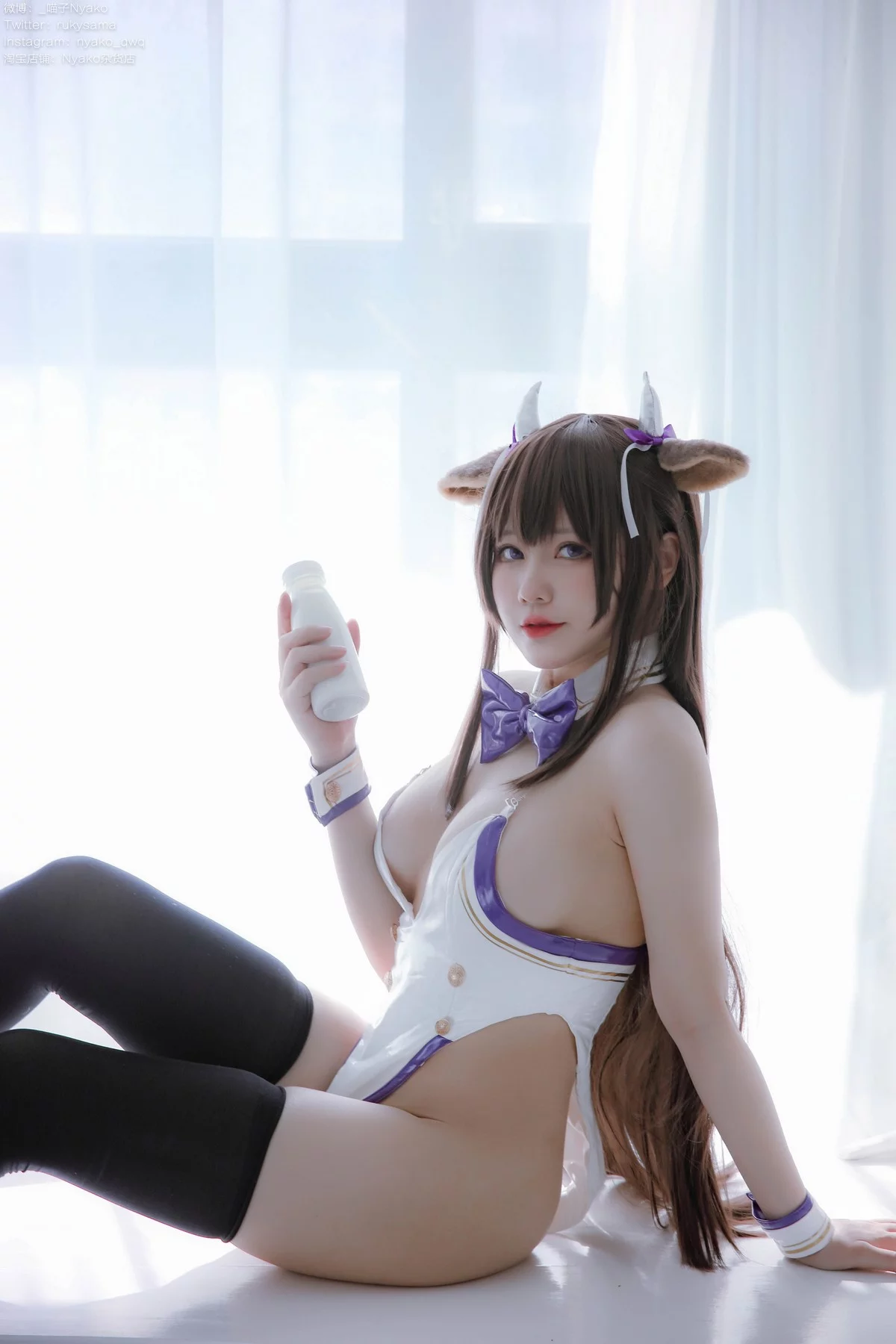 网络美女Nyako喵子牛牛赌场女郎主题性感高叉连体吊带配黑丝袜丰满诱惑写真113P