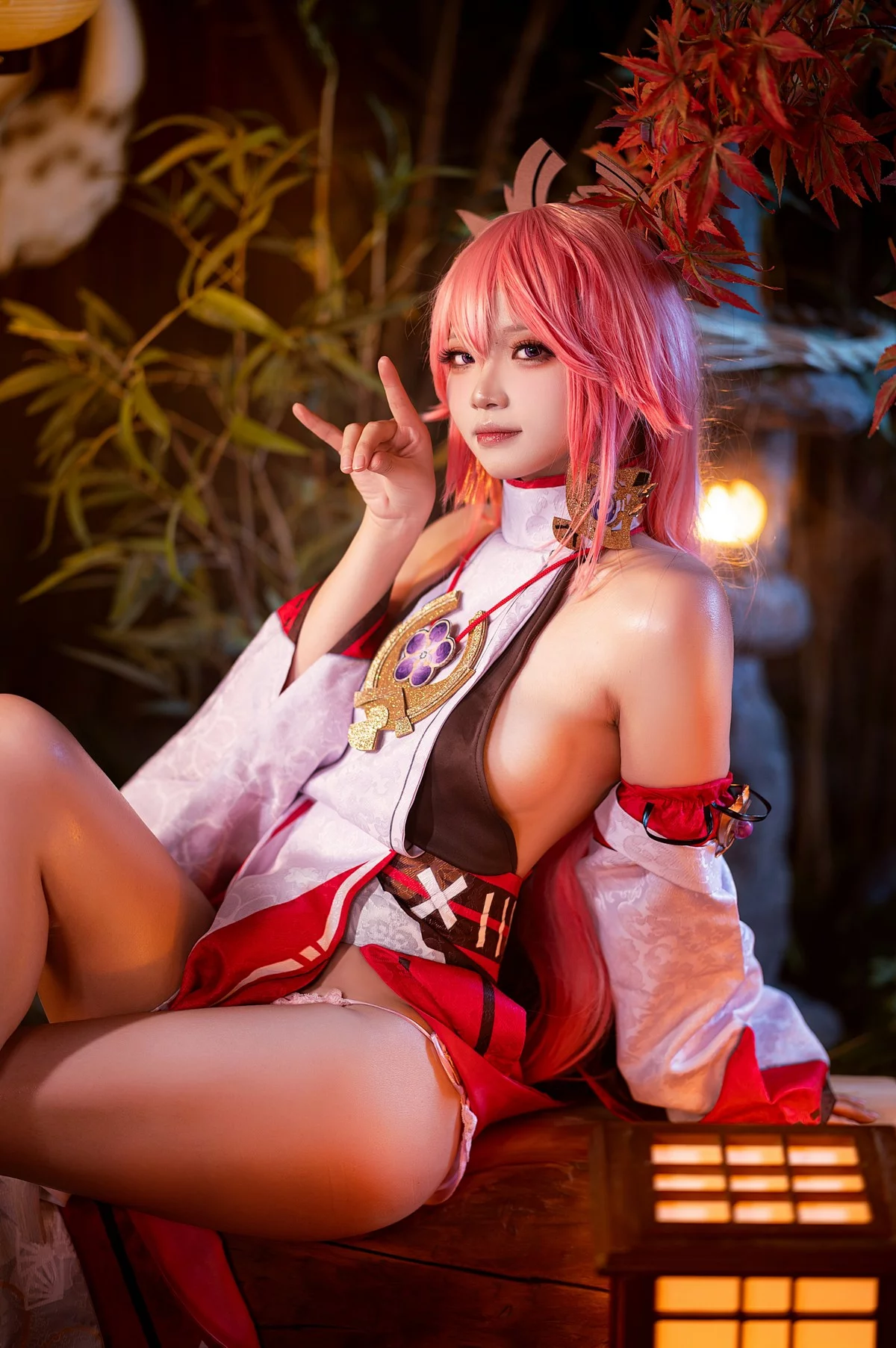 Coser美女伊喵君八重&雷神双倍快乐主题私房姐妹花性感日系服饰惹火诱惑写真57P