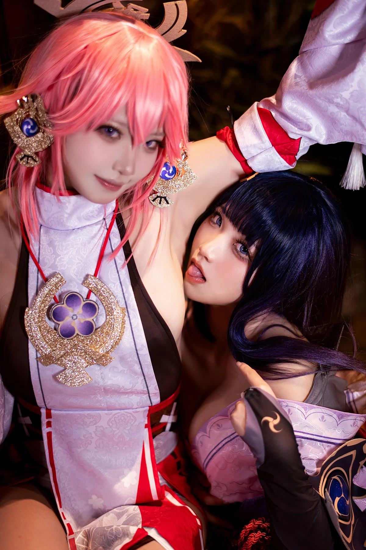 Coser美女伊喵君八重&雷神双倍快乐主题私房姐妹花性感日系服饰惹火诱惑写真57P