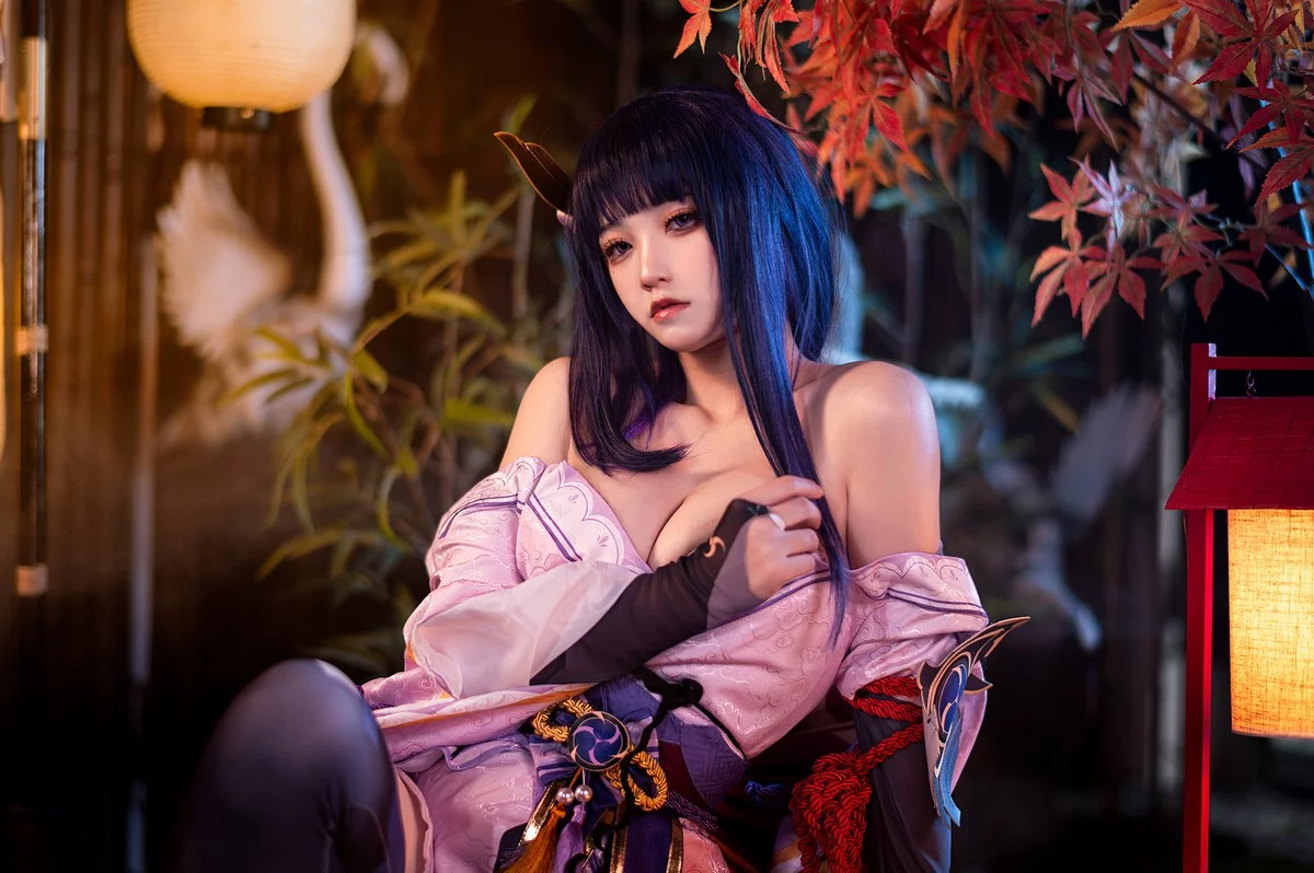 Coser美女伊喵君八重&雷神双倍快乐主题私房姐妹花性感日系服饰惹火诱惑写真57P