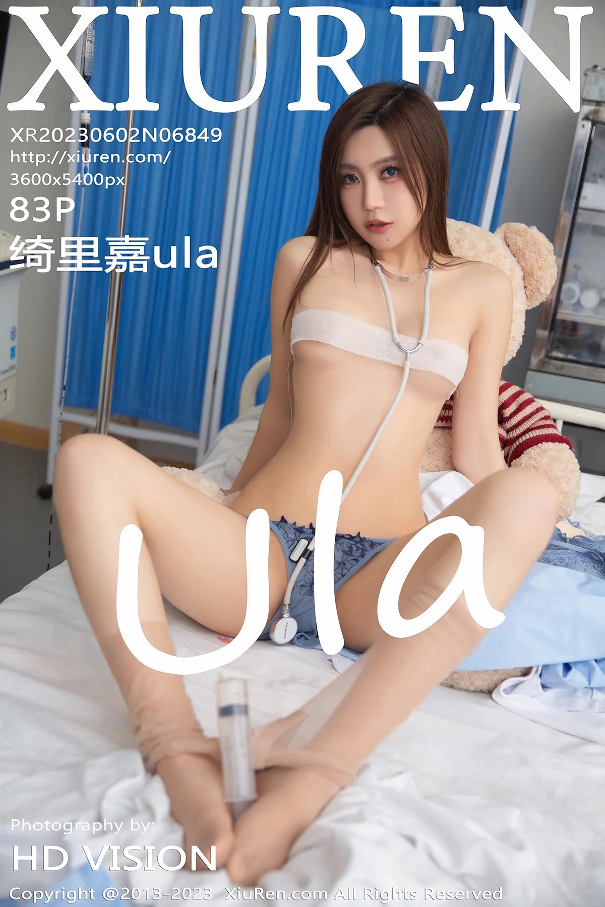 XiuRen第6849期_女神绮里嘉ula美女医生装扮露蓝色蕾丝内衣秀曼妙身姿诱惑写真83P