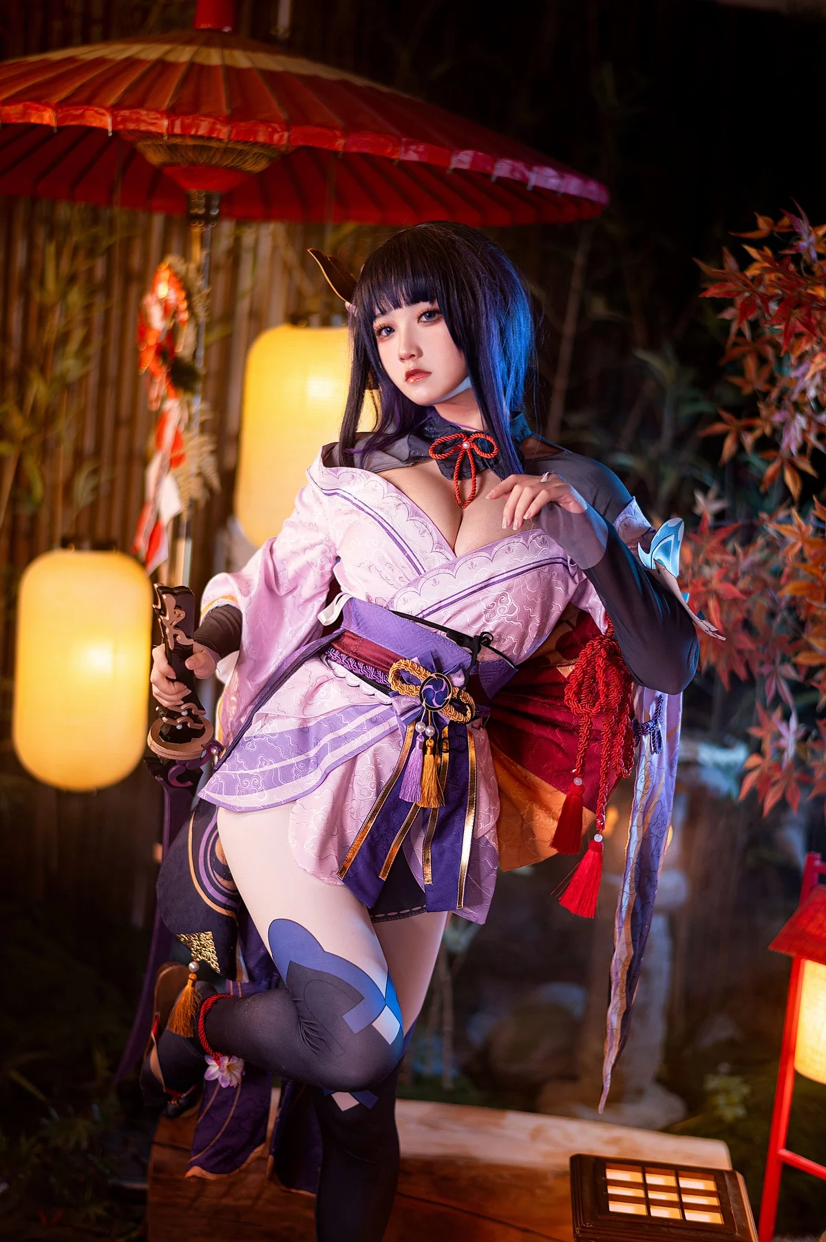 Coser美女伊喵君八重&雷神双倍快乐主题私房姐妹花性感日系服饰惹火诱惑写真57P