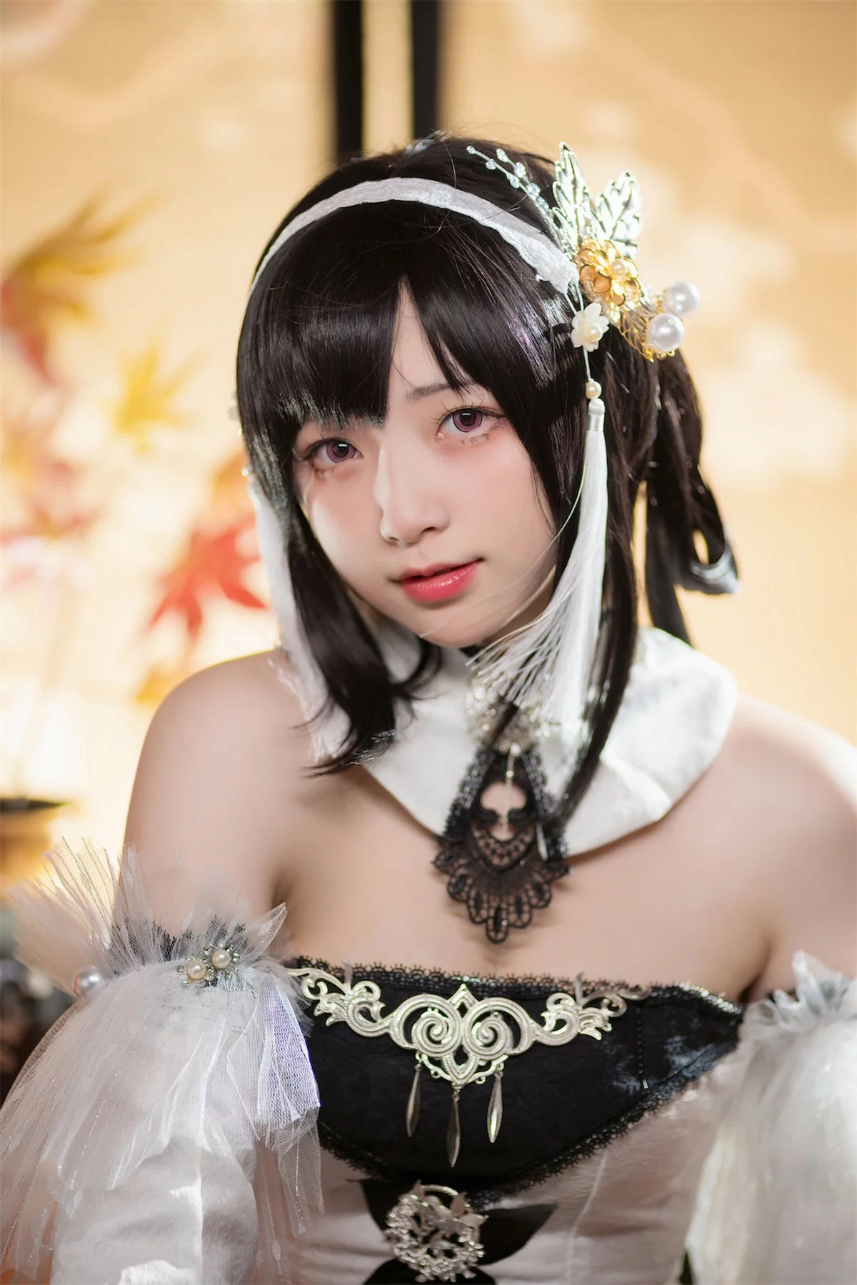 网络美女花铃镇海主题私房性感黑白礼裙配黑色蕾丝袜秀曼妙身姿迷人诱惑写真109P