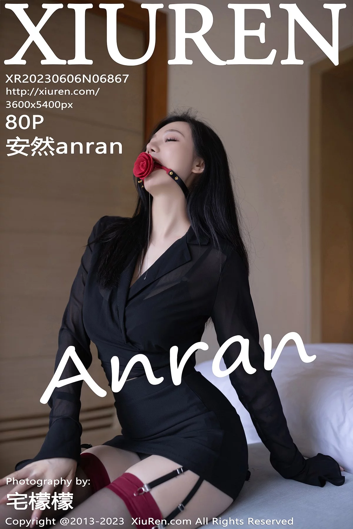 XiuRen第6867期_模特安然anran私房性感黑色内衣配黑丝吊袜秀曼妙身姿诱惑写真80P